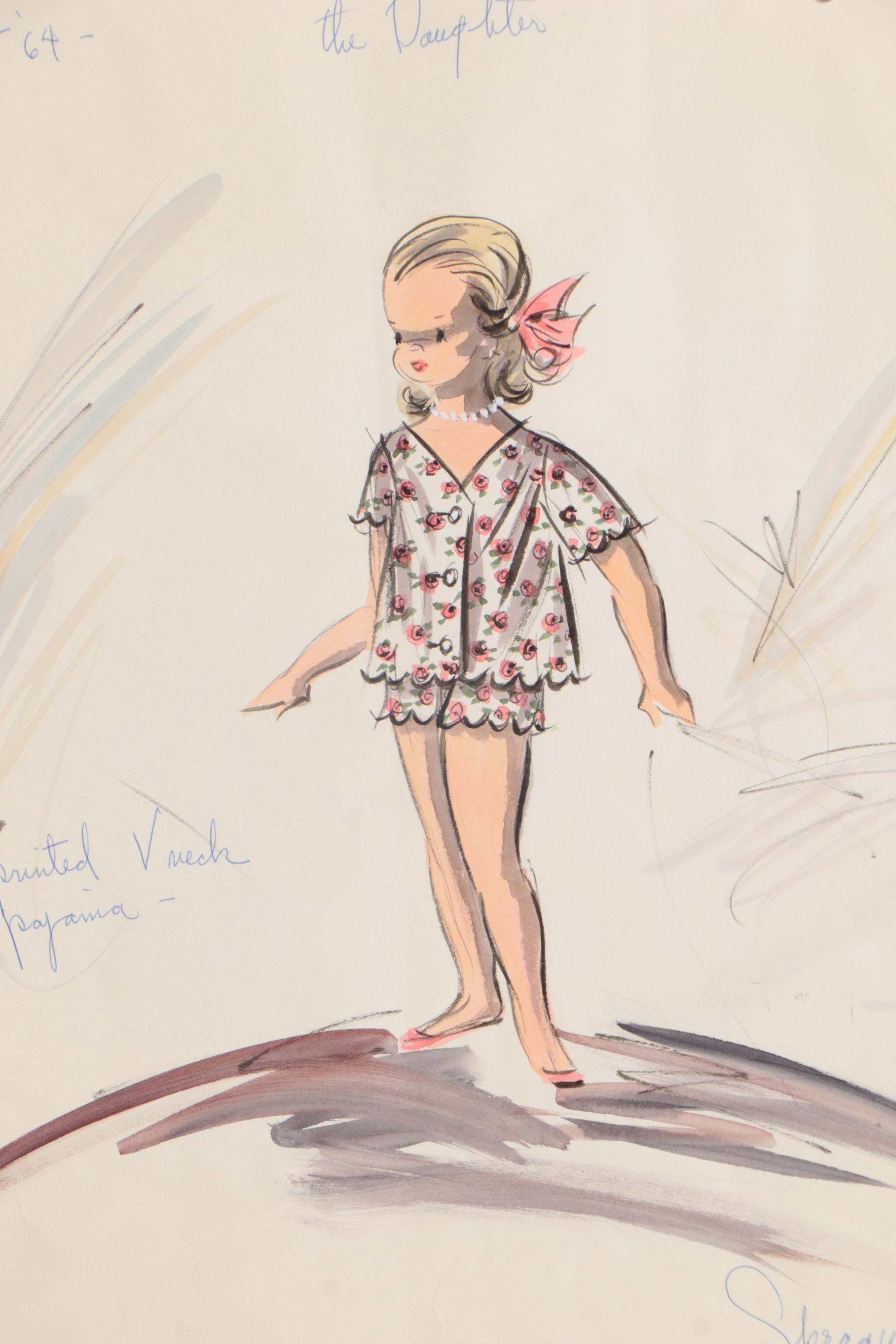 Grace Sprague Watercolor Fashion Illustration "The Daughter," 1964