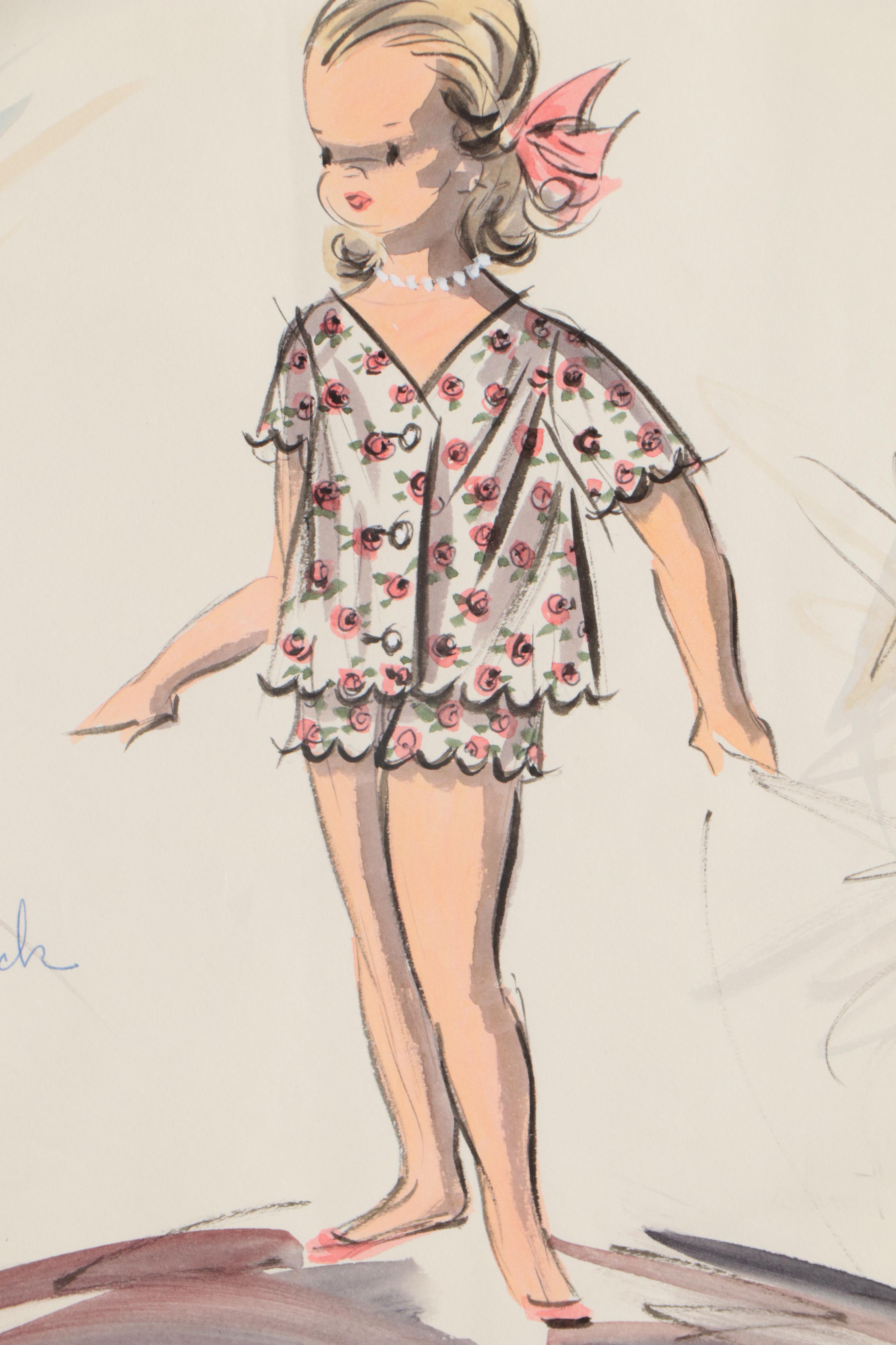 Grace Sprague Watercolor Fashion Illustration "The Daughter," 1964