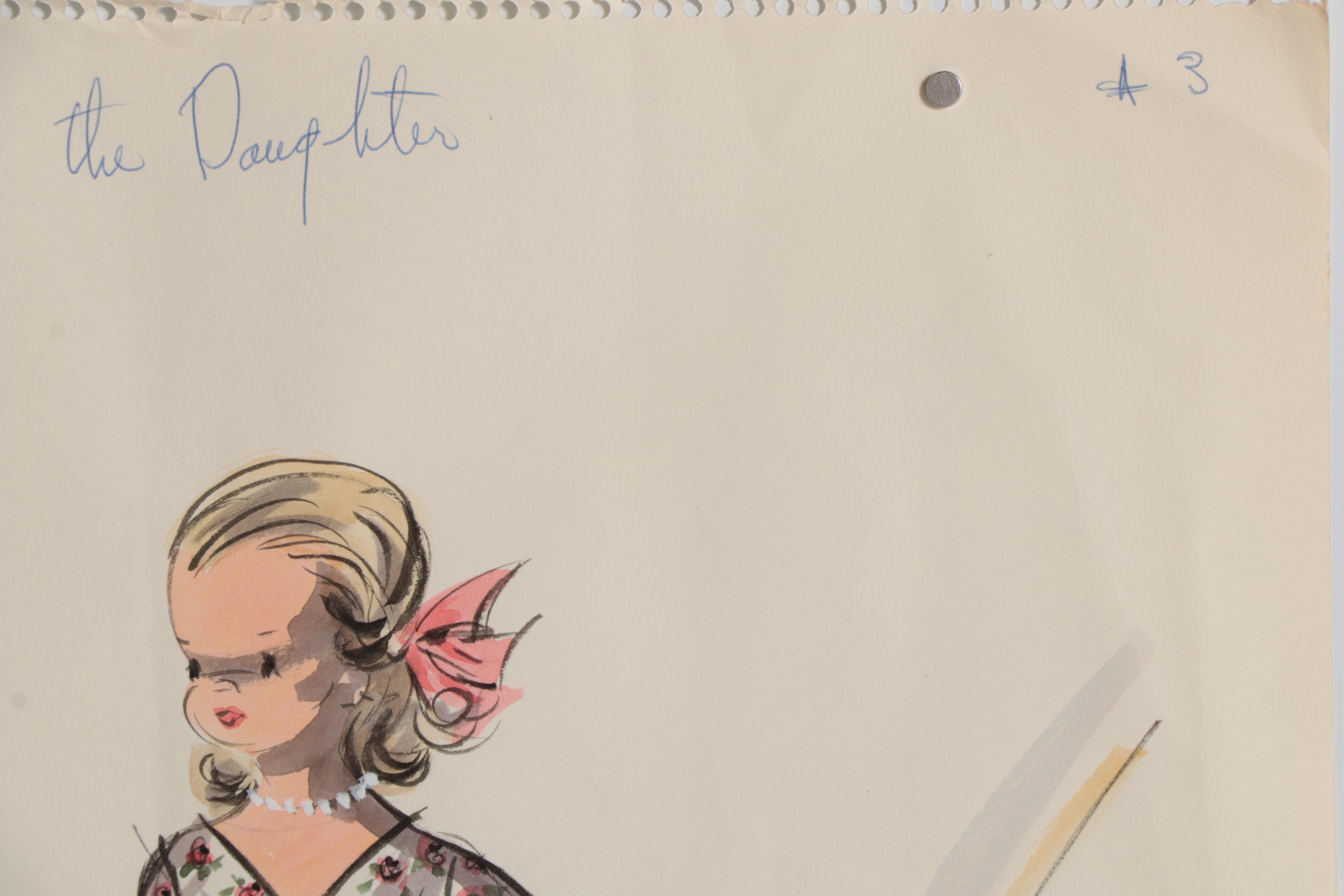 Grace Sprague Watercolor Fashion Illustration "The Daughter," 1964