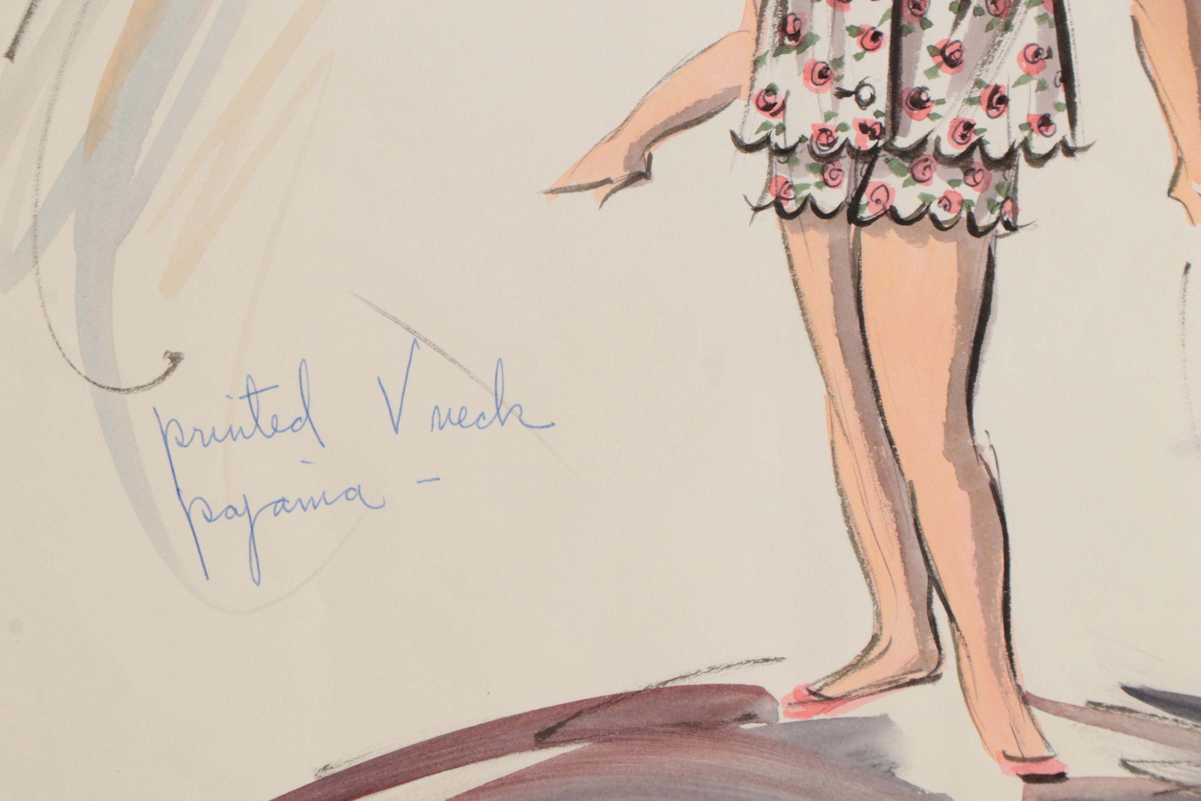 Grace Sprague Watercolor Fashion Illustration "The Daughter," 1964