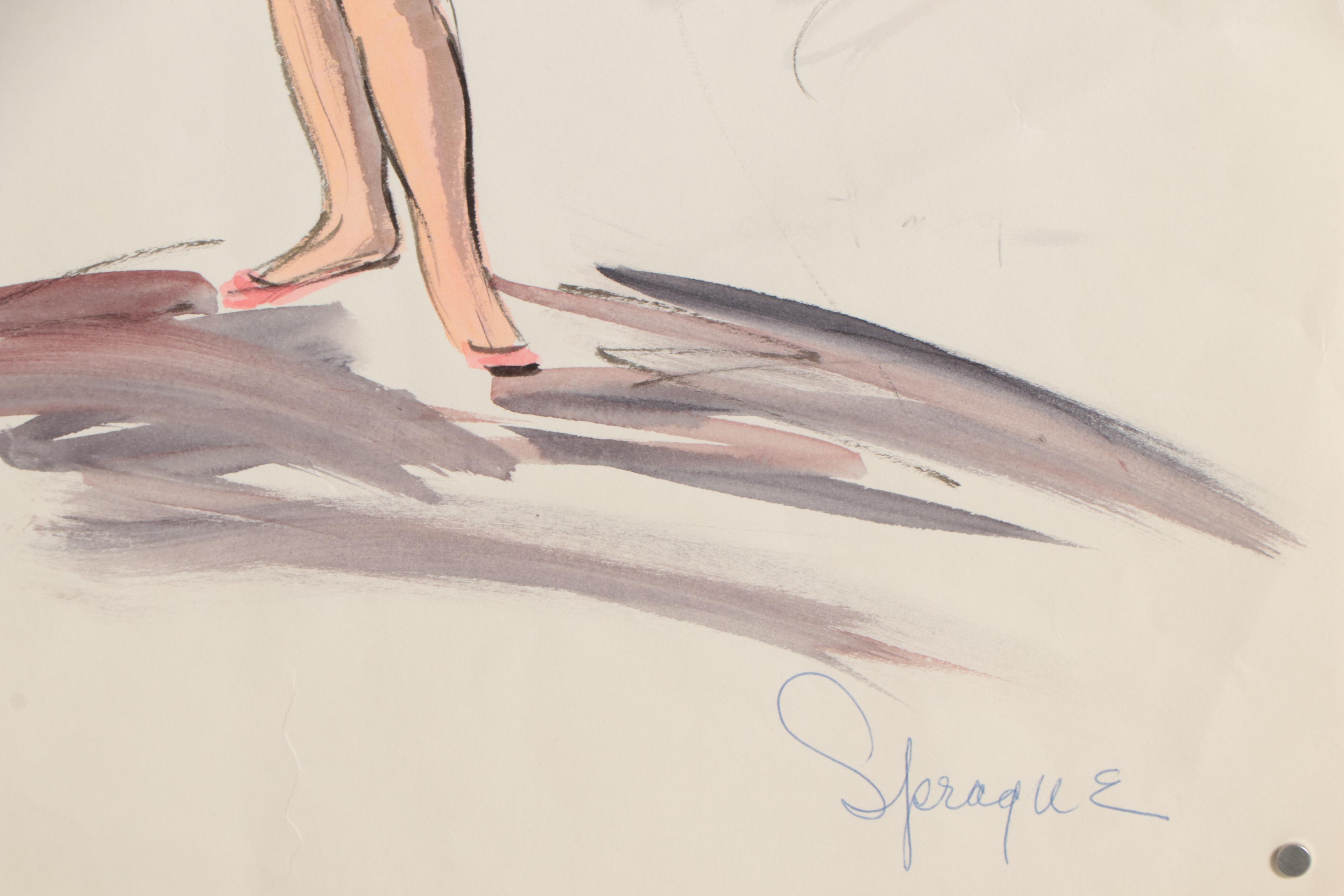 Grace Sprague Watercolor Fashion Illustration "The Daughter," 1964