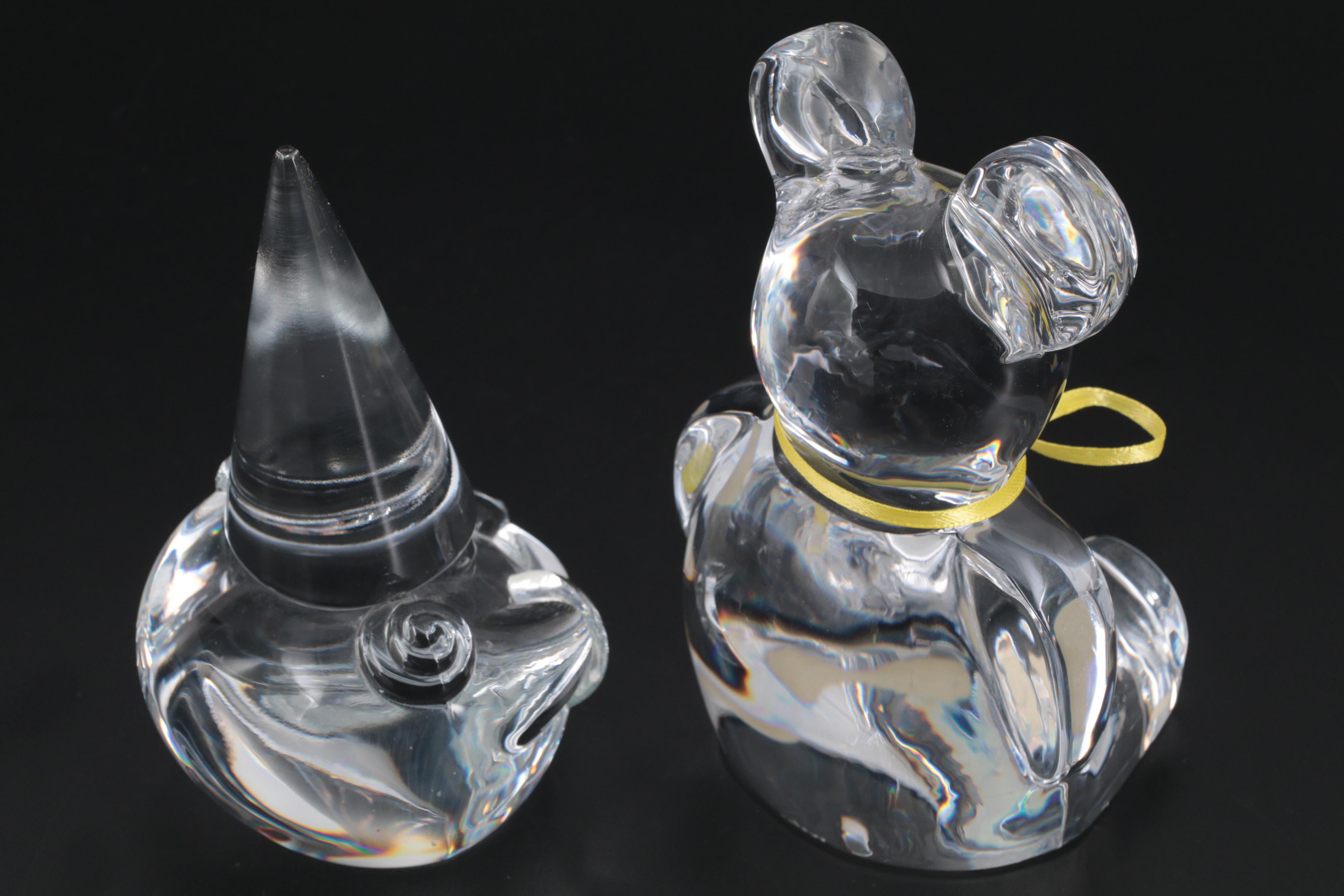 Orrefors Crystal Clown and Bear with Fenton Bear and Other Figurines
