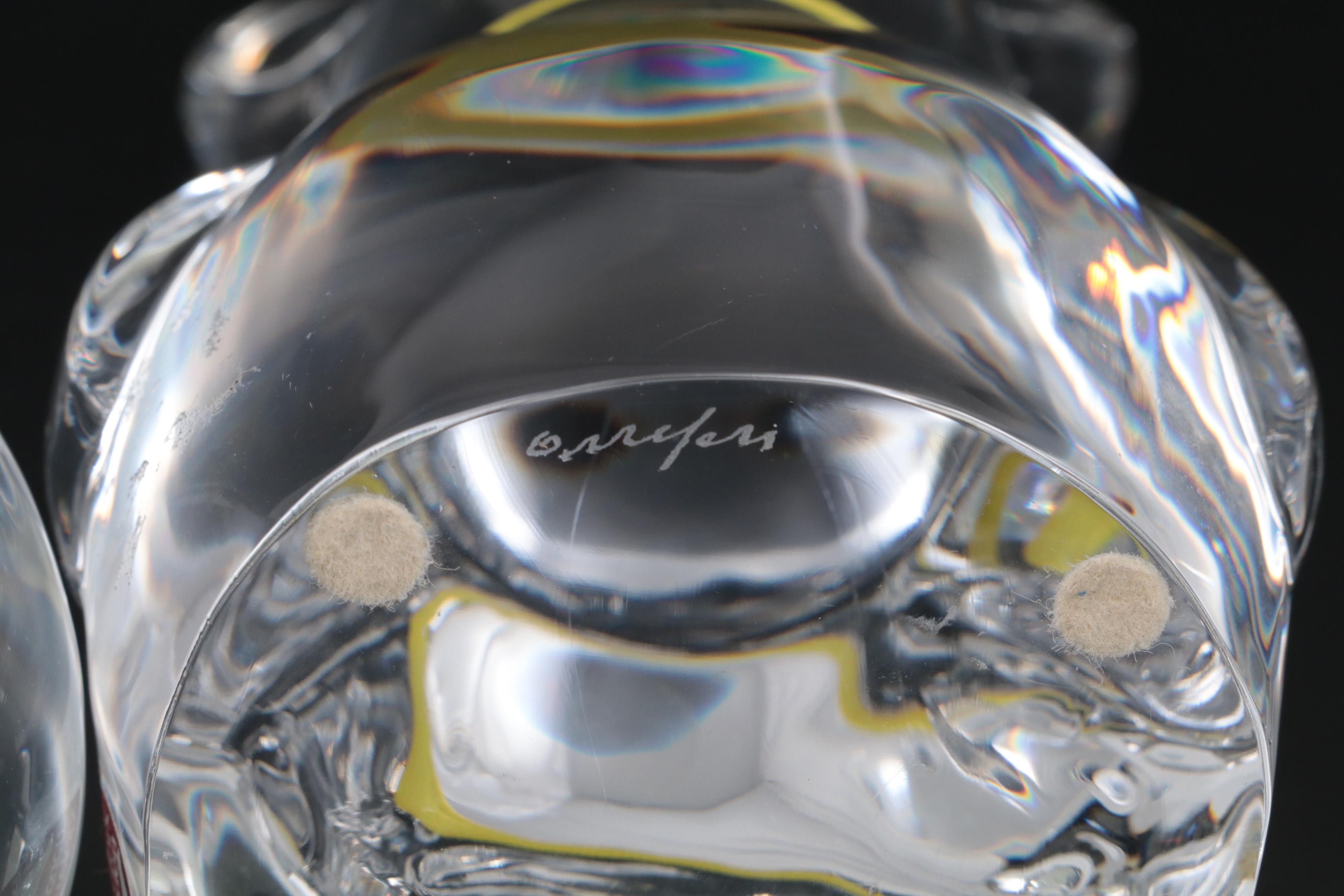 Orrefors Crystal Clown and Bear with Fenton Bear and Other Figurines