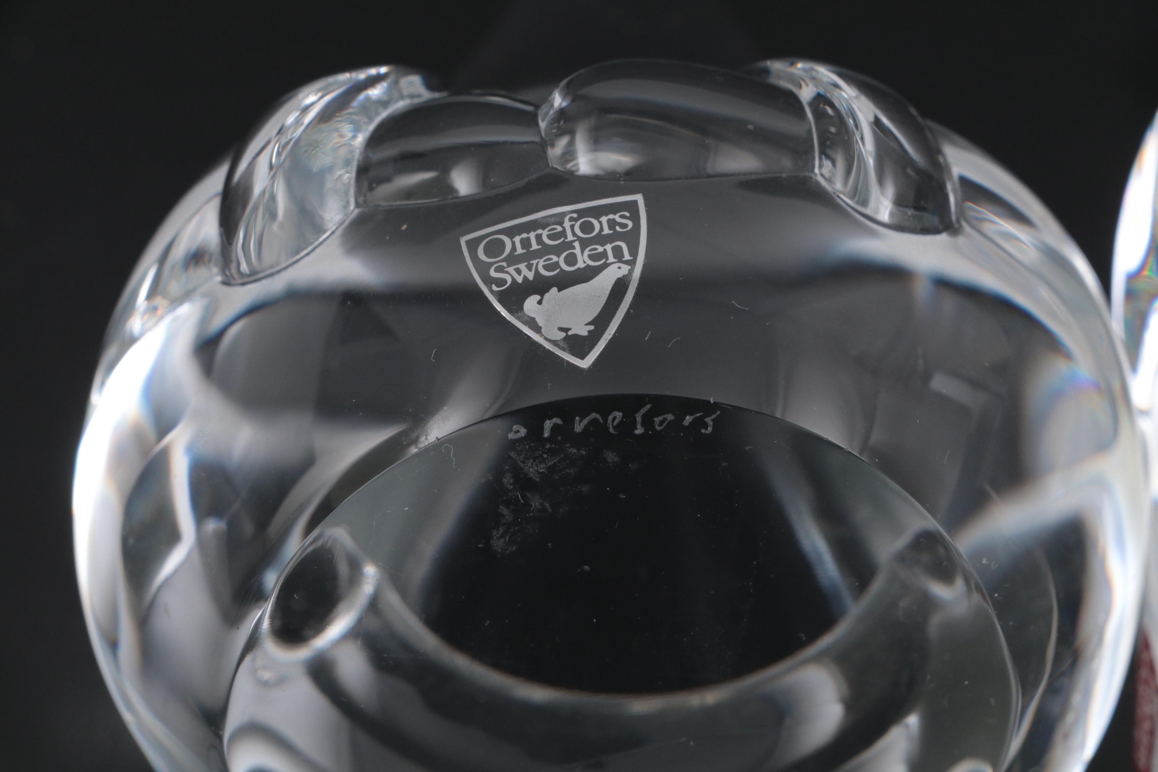 Orrefors Crystal Clown and Bear with Fenton Bear and Other Figurines