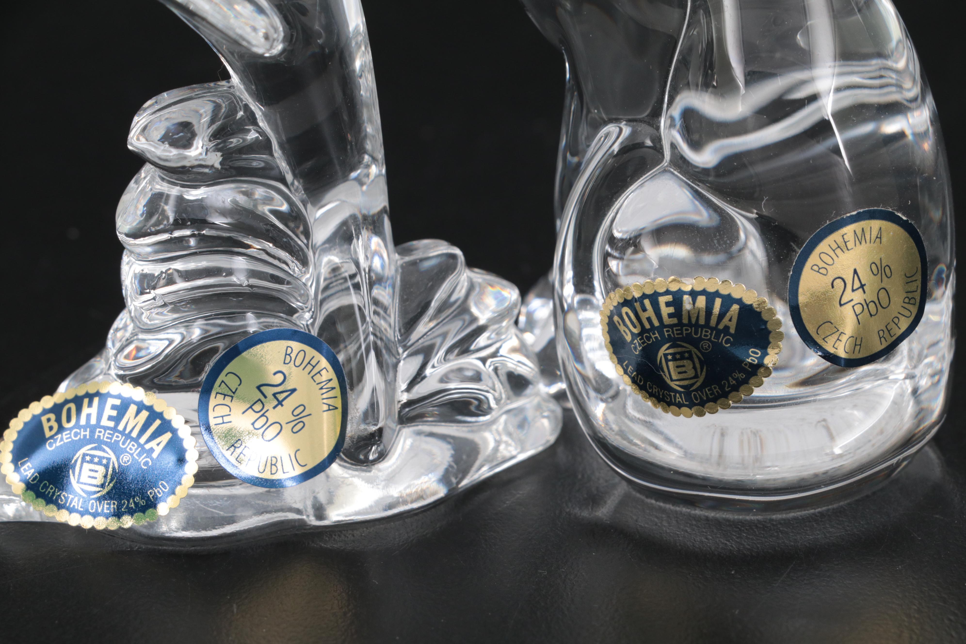 Orrefors Crystal Clown and Bear with Fenton Bear and Other Figurines