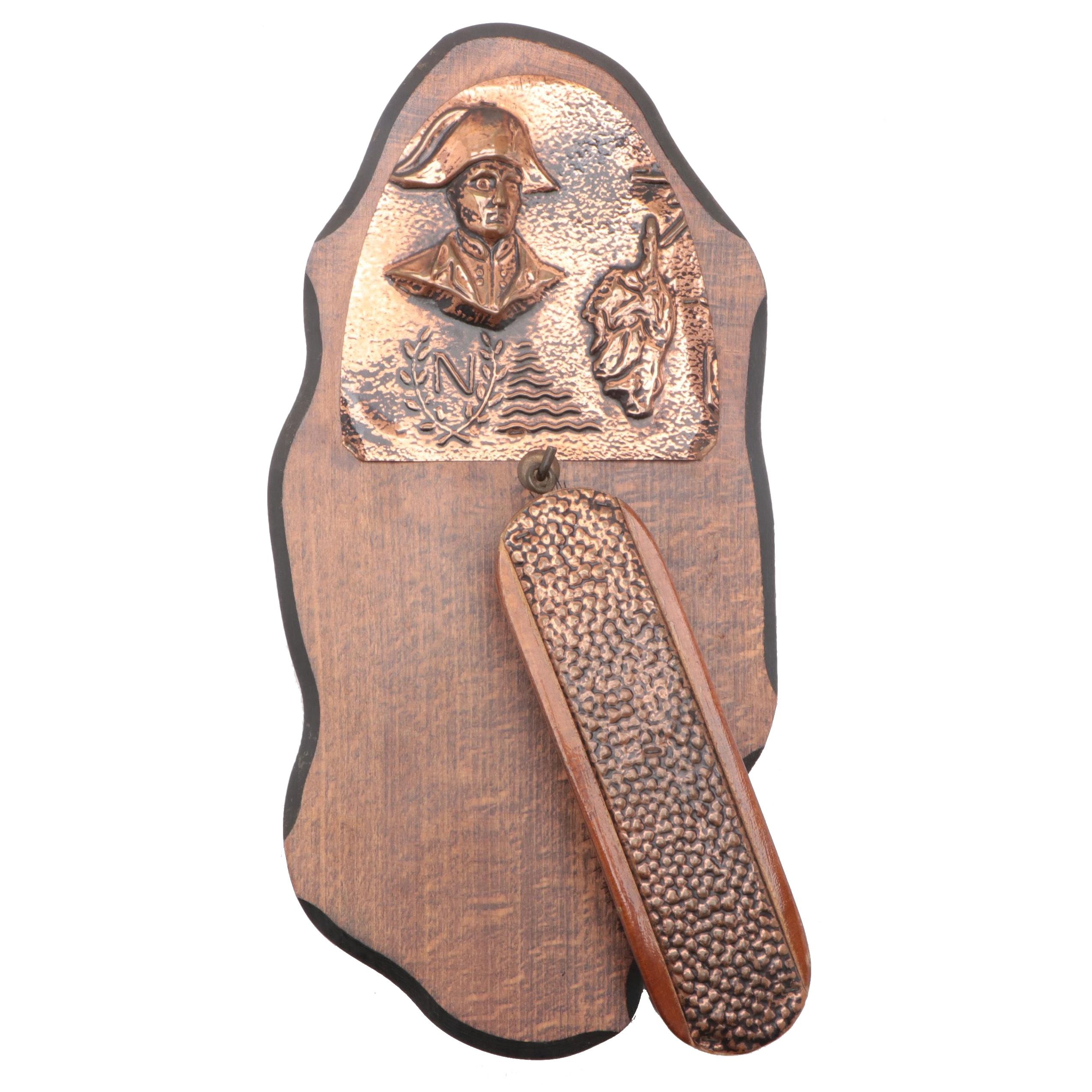 Copper Accented Wall Hanging Clothes Brush, Mid-20th Century