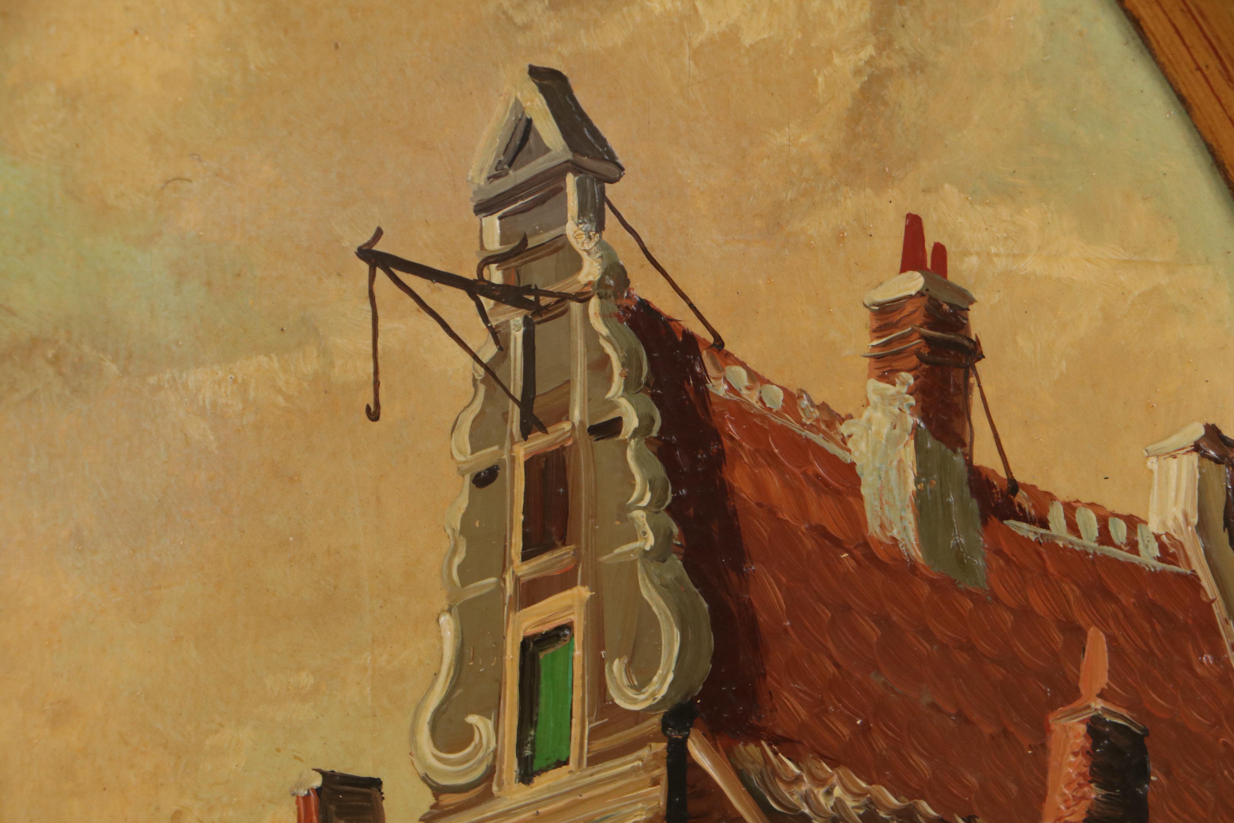 J. van Riemsdijk Cityscape Oil Painting, Early 20th Century