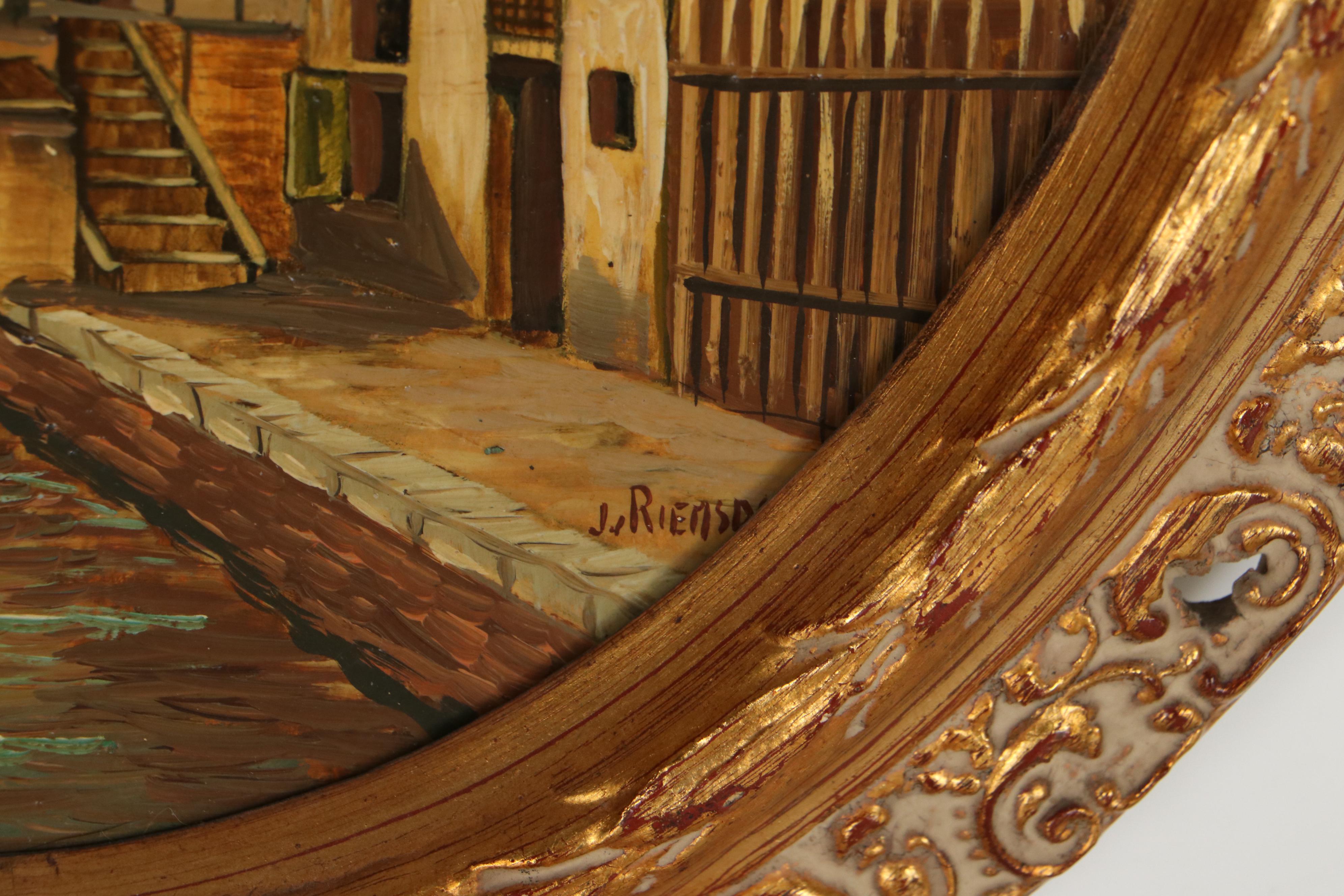 J. van Riemsdijk Cityscape Oil Painting, Early 20th Century