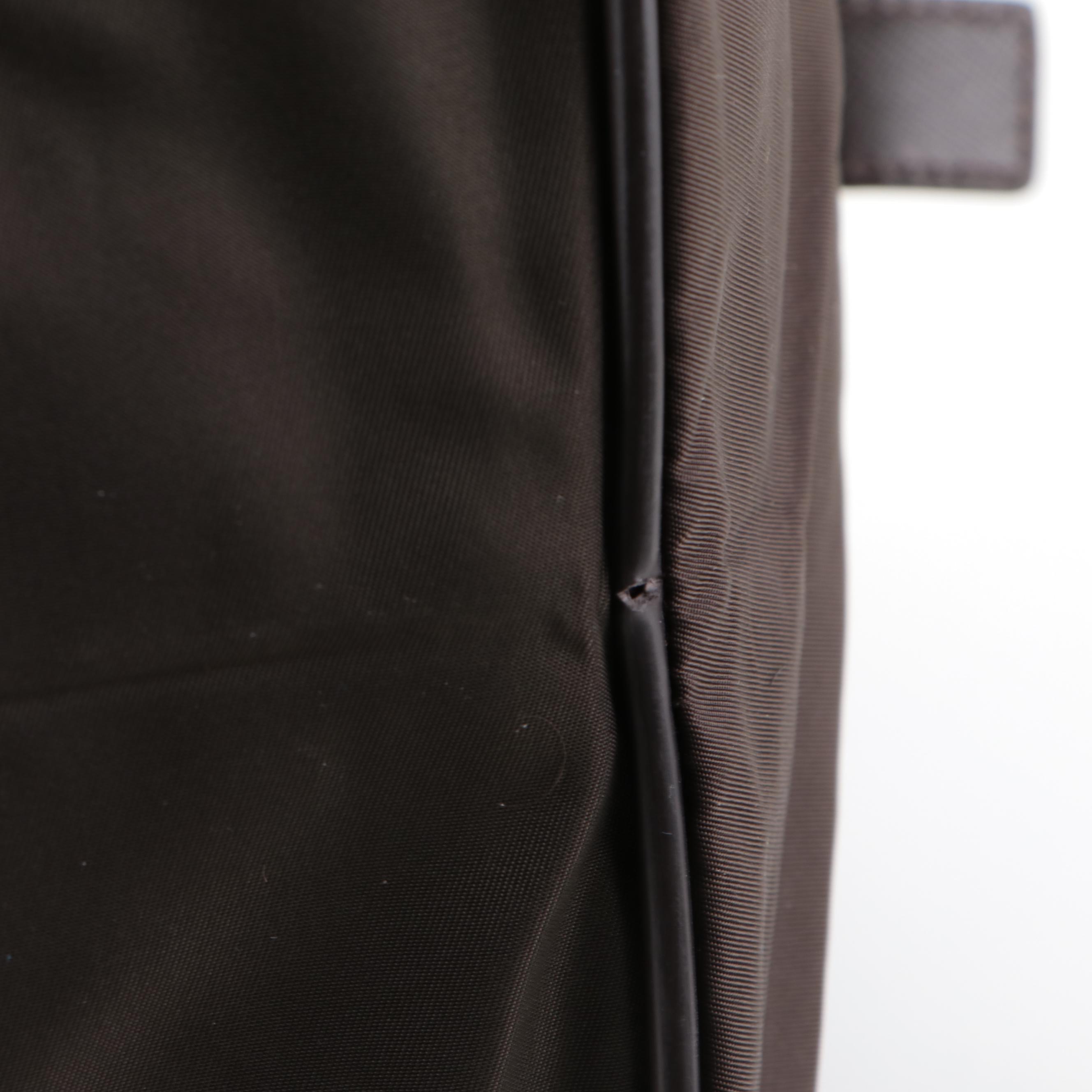 Prada Duffle Travel Bag in Dark Brown Nylon Tessuto and Saffiano Leather