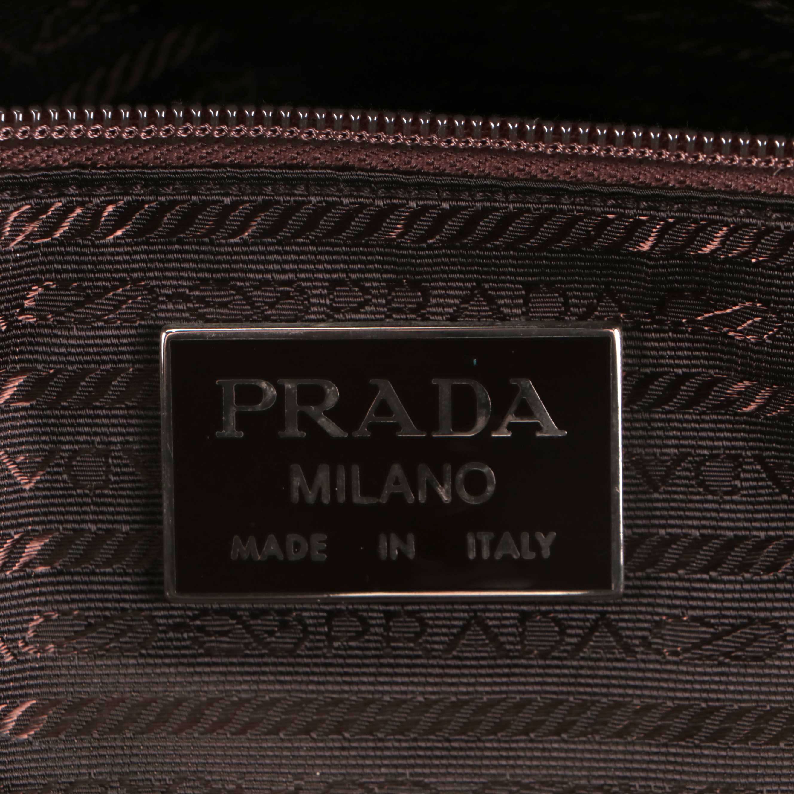 Prada Duffle Travel Bag in Dark Brown Nylon Tessuto and Saffiano Leather