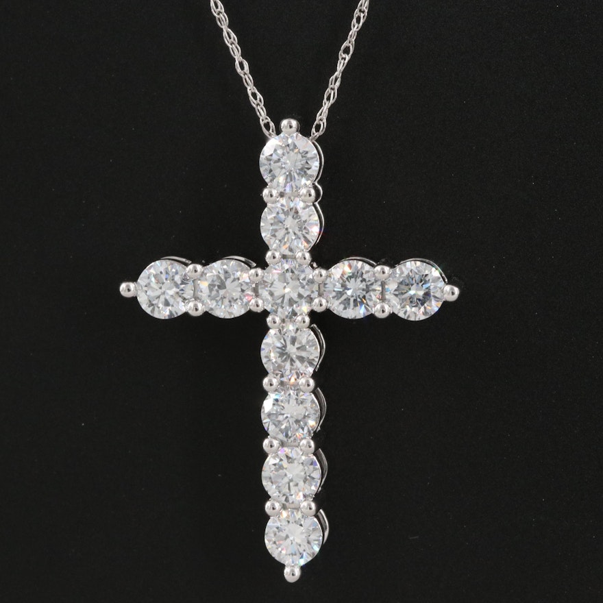 14K 2.00 CTW Lab Grown Diamond Cross Pendant Necklace