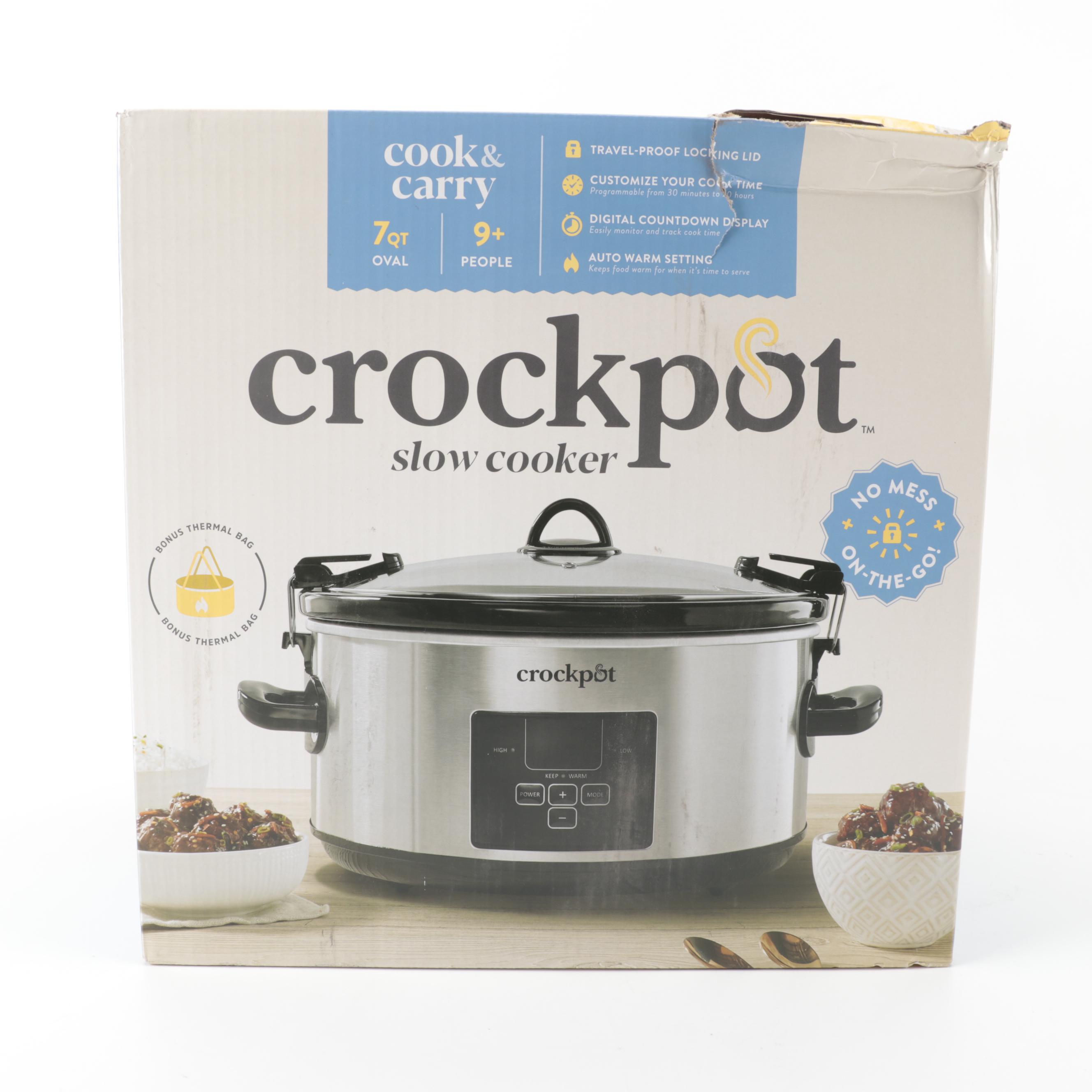 Crock-Pot 7 Qt Cook & Carry™ with Member's Mark Blue Ceramic Bakeware Set