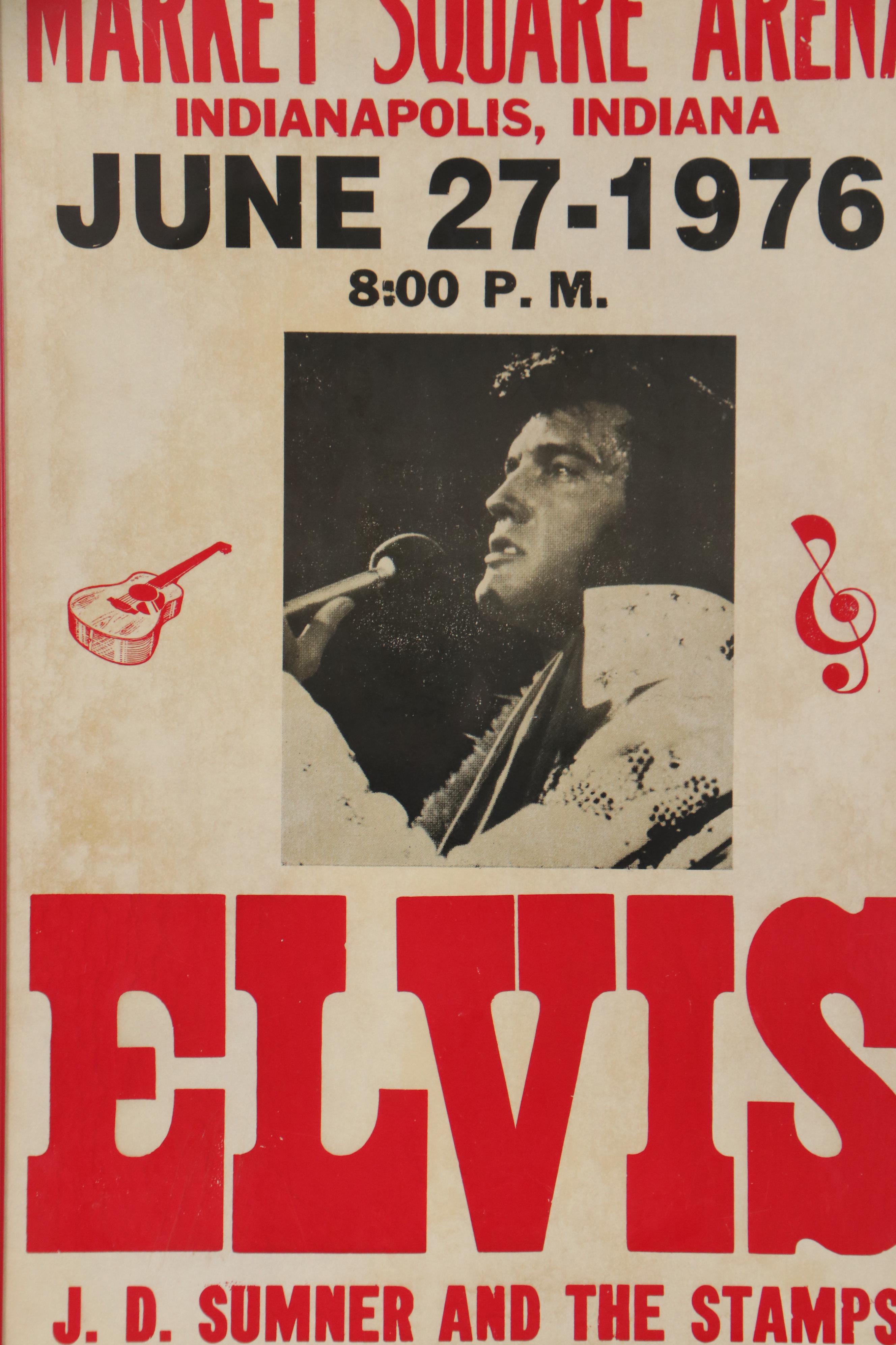 Elvis Presley at Market Square Arena Offset Lithograph Poster, 1976