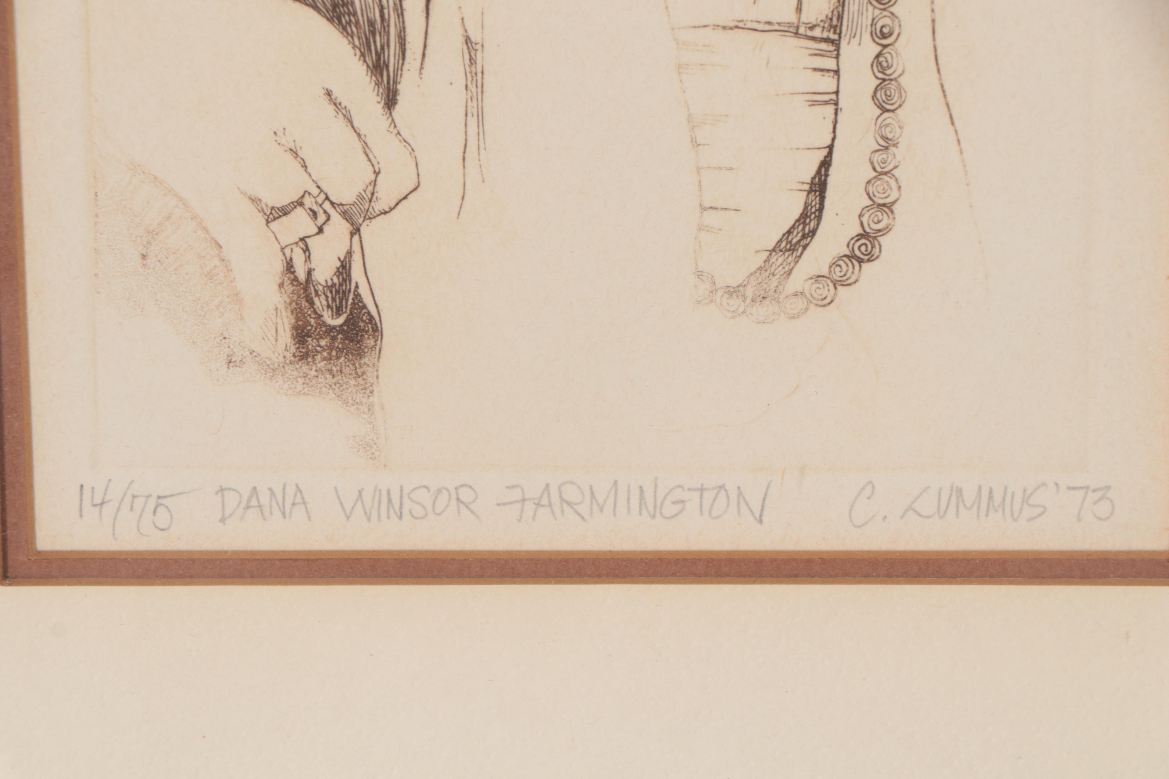 Carol Lummus Etching "Dana Winsor Farmington," 1974