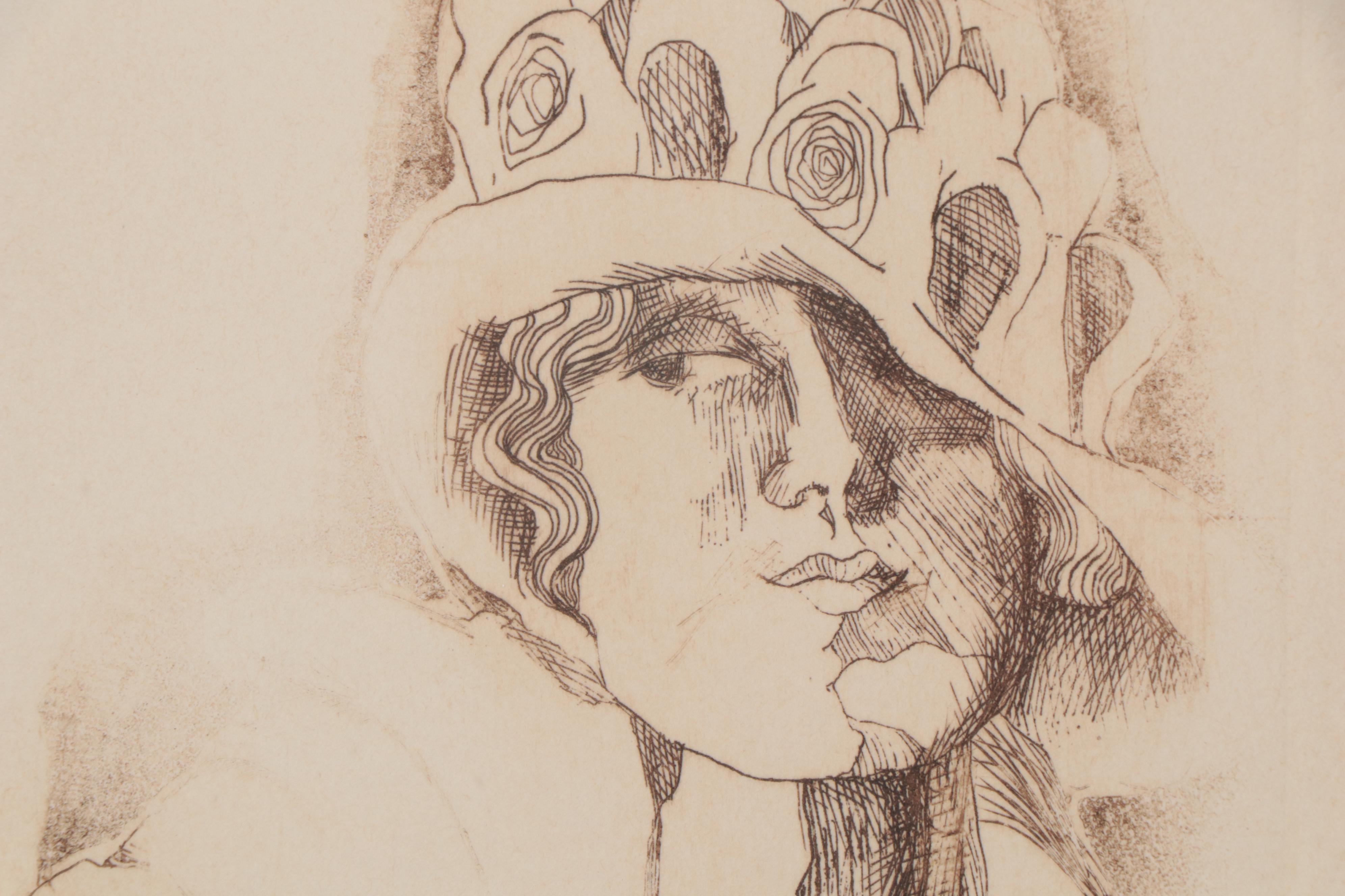 Carol Lummus Etching "Dana Winsor Farmington," 1974