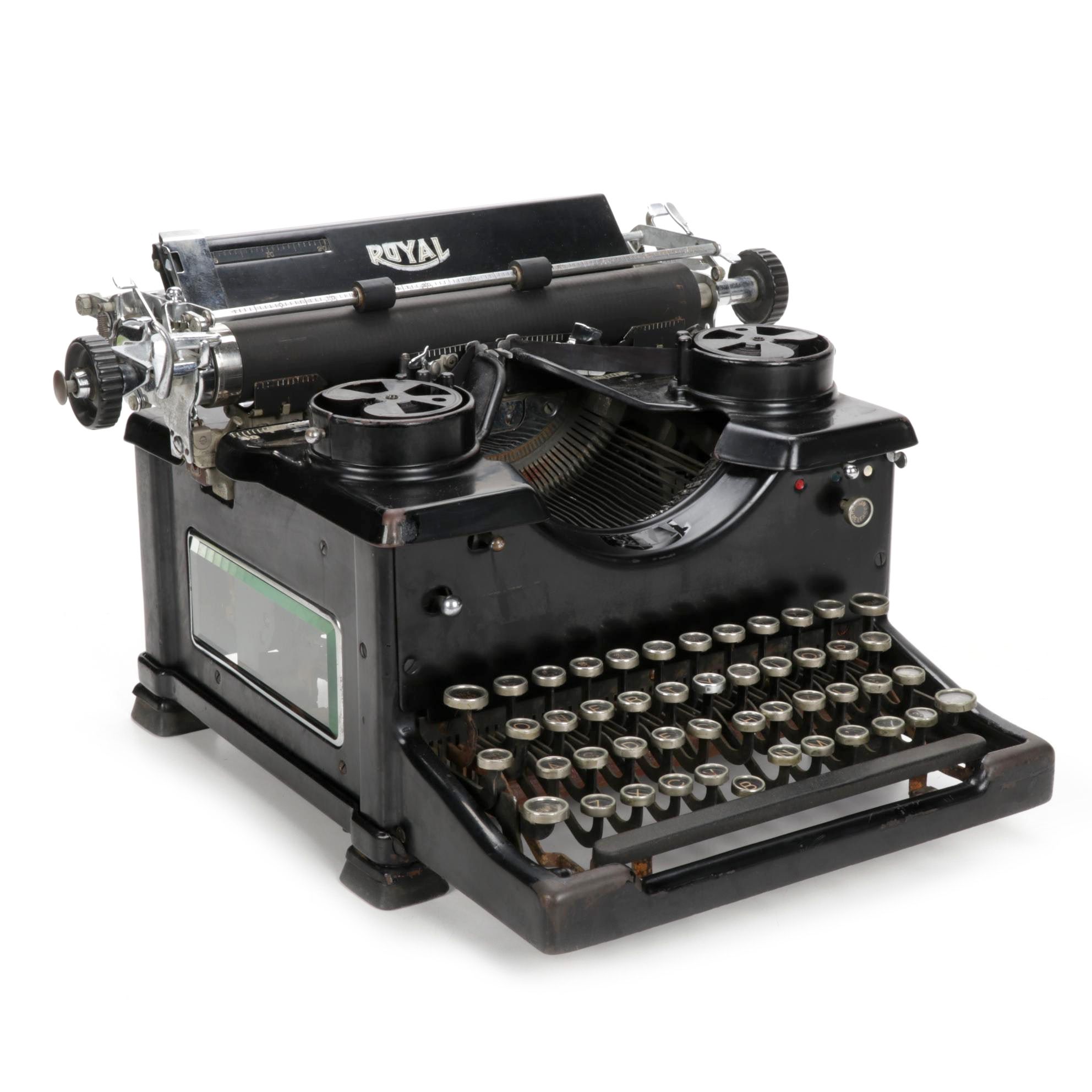 Royal "Model No.10" Typewriter with Glass Side Panels, 1920s