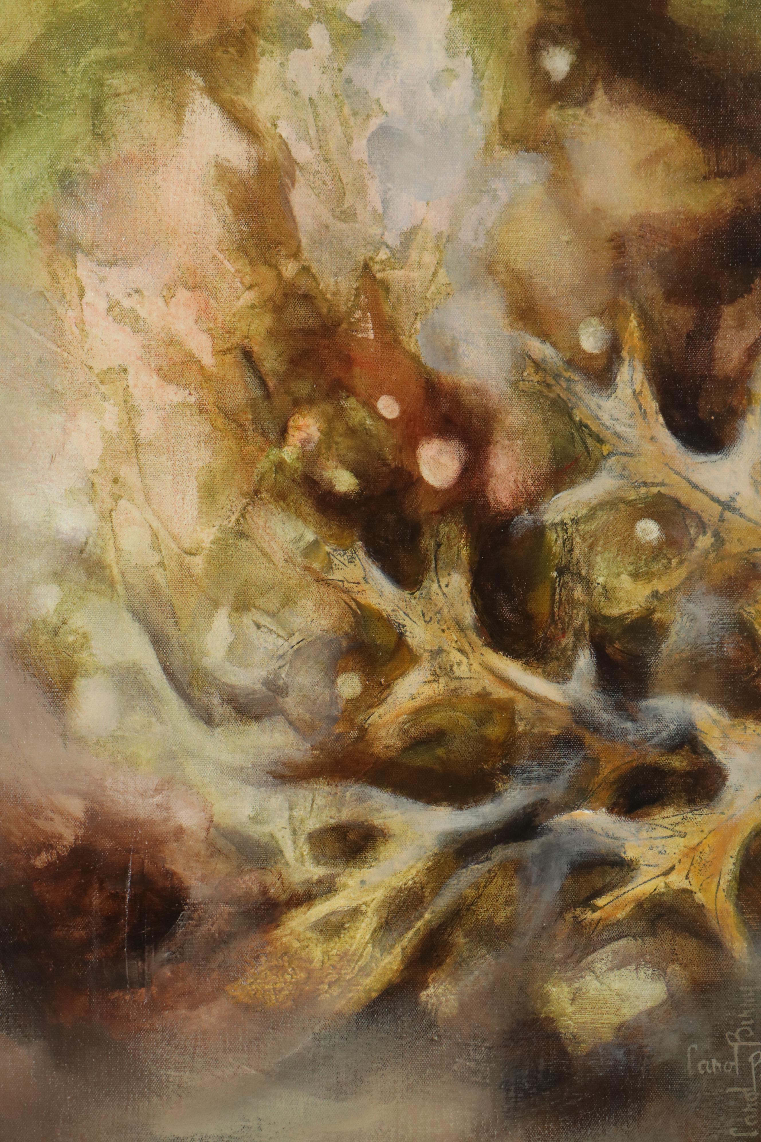 Carol Berry Oil Painting of Leaves, 1975