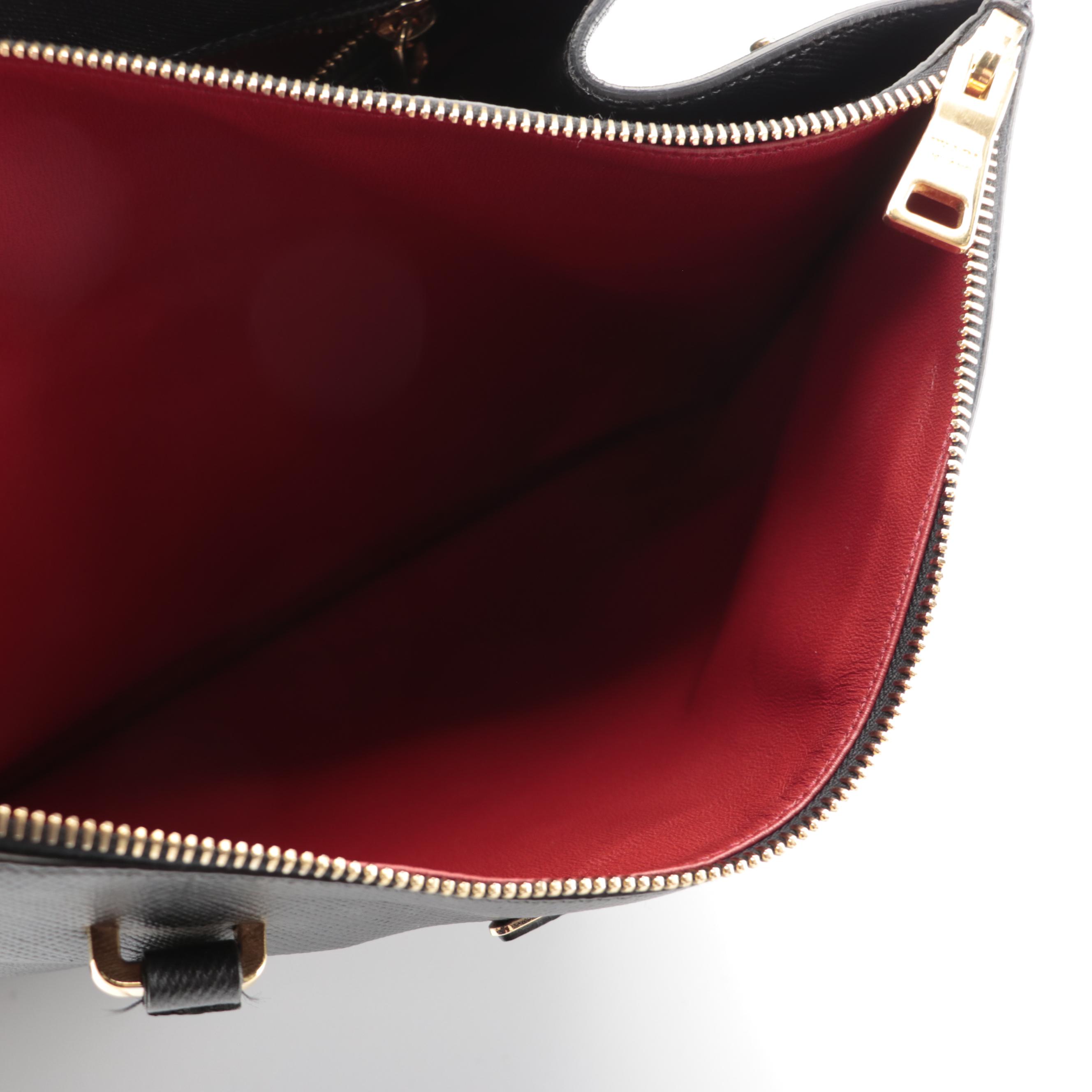 Prada Lux Double-Zip Medium Tote Bag in Black Saffiano Leather