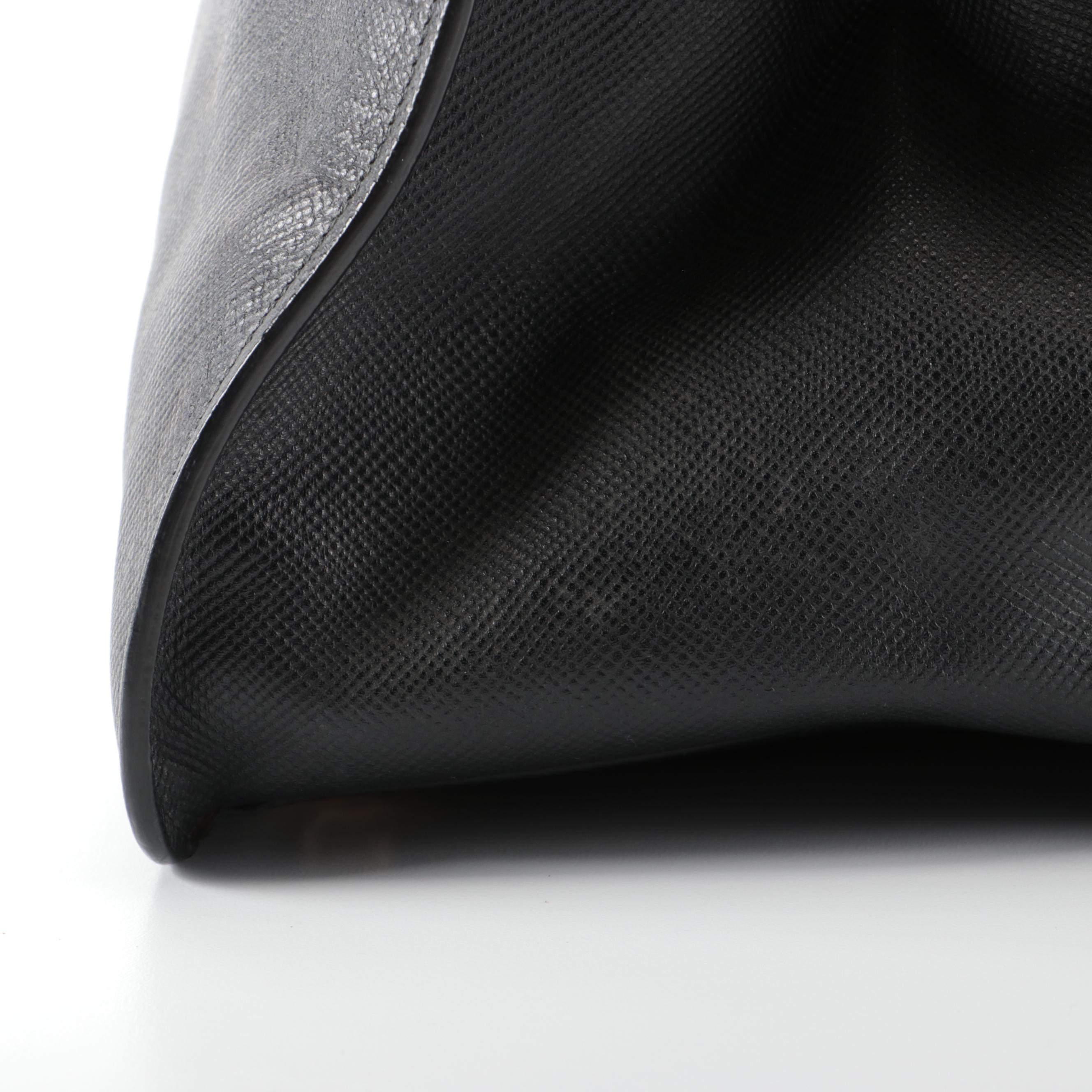 Prada Lux Double-Zip Medium Tote Bag in Black Saffiano Leather