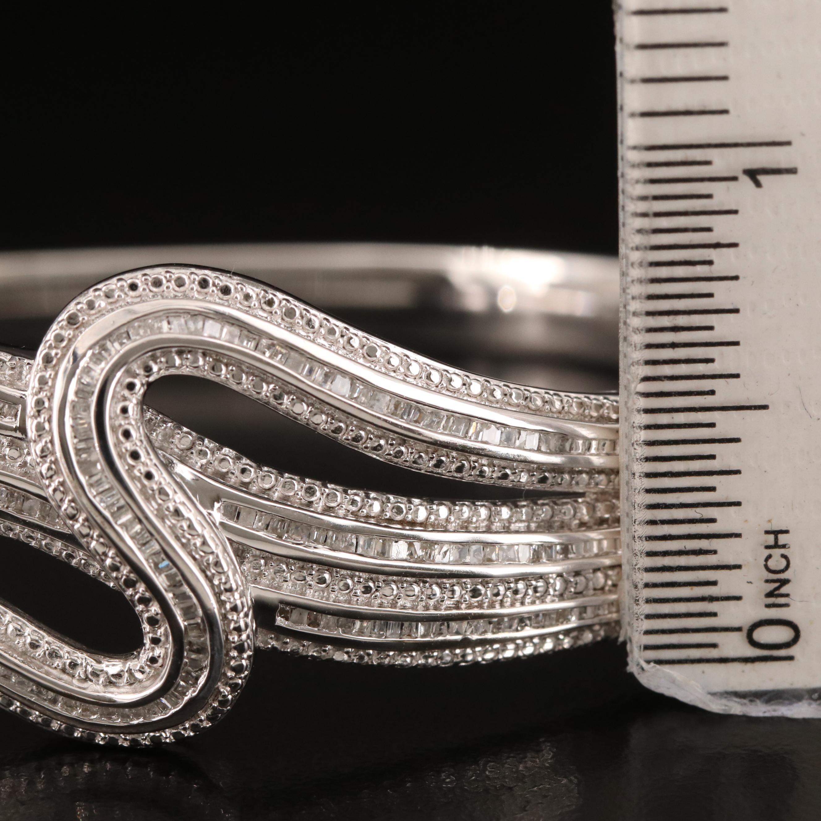 Sterling Diamond Wave Bangle