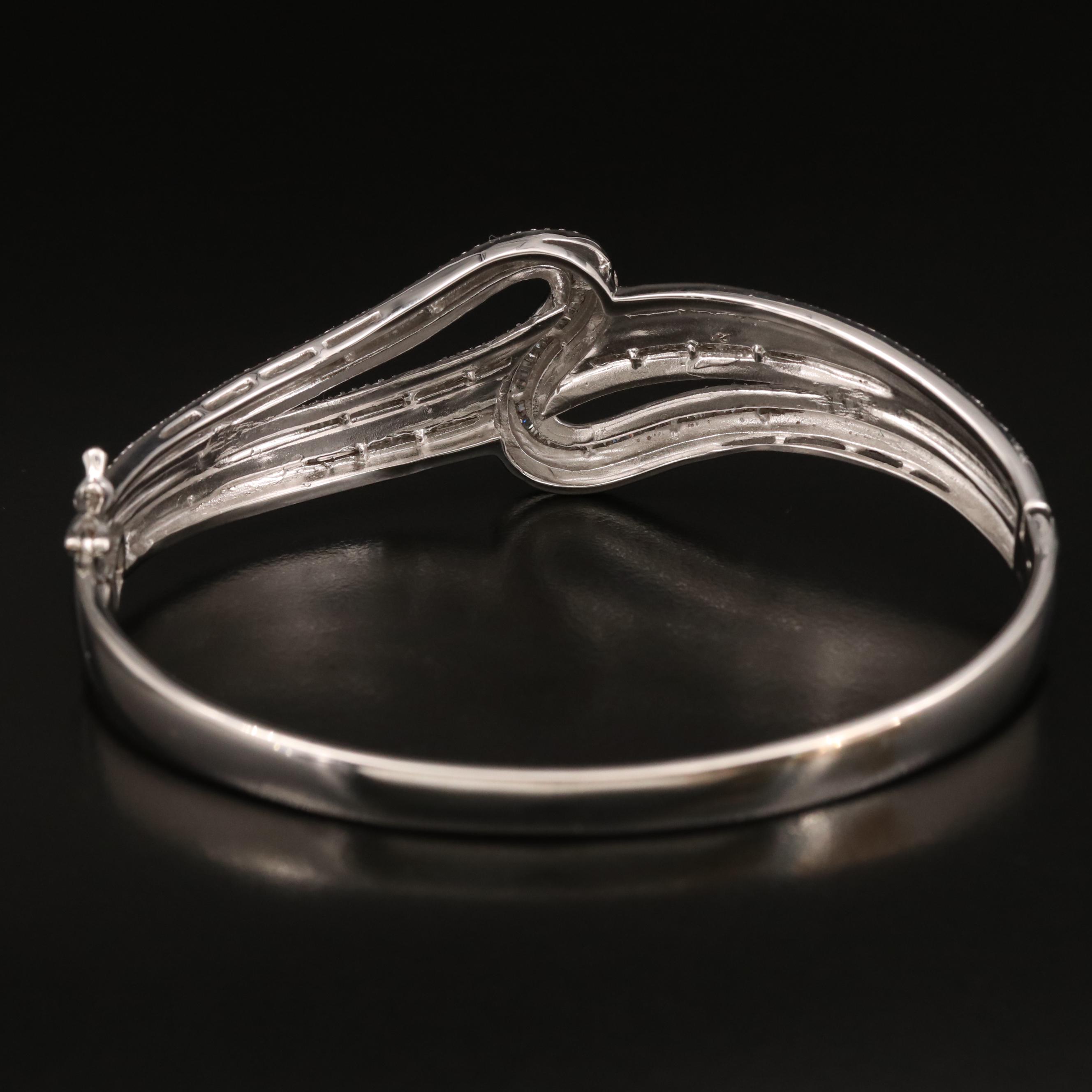 Sterling Diamond Wave Bangle