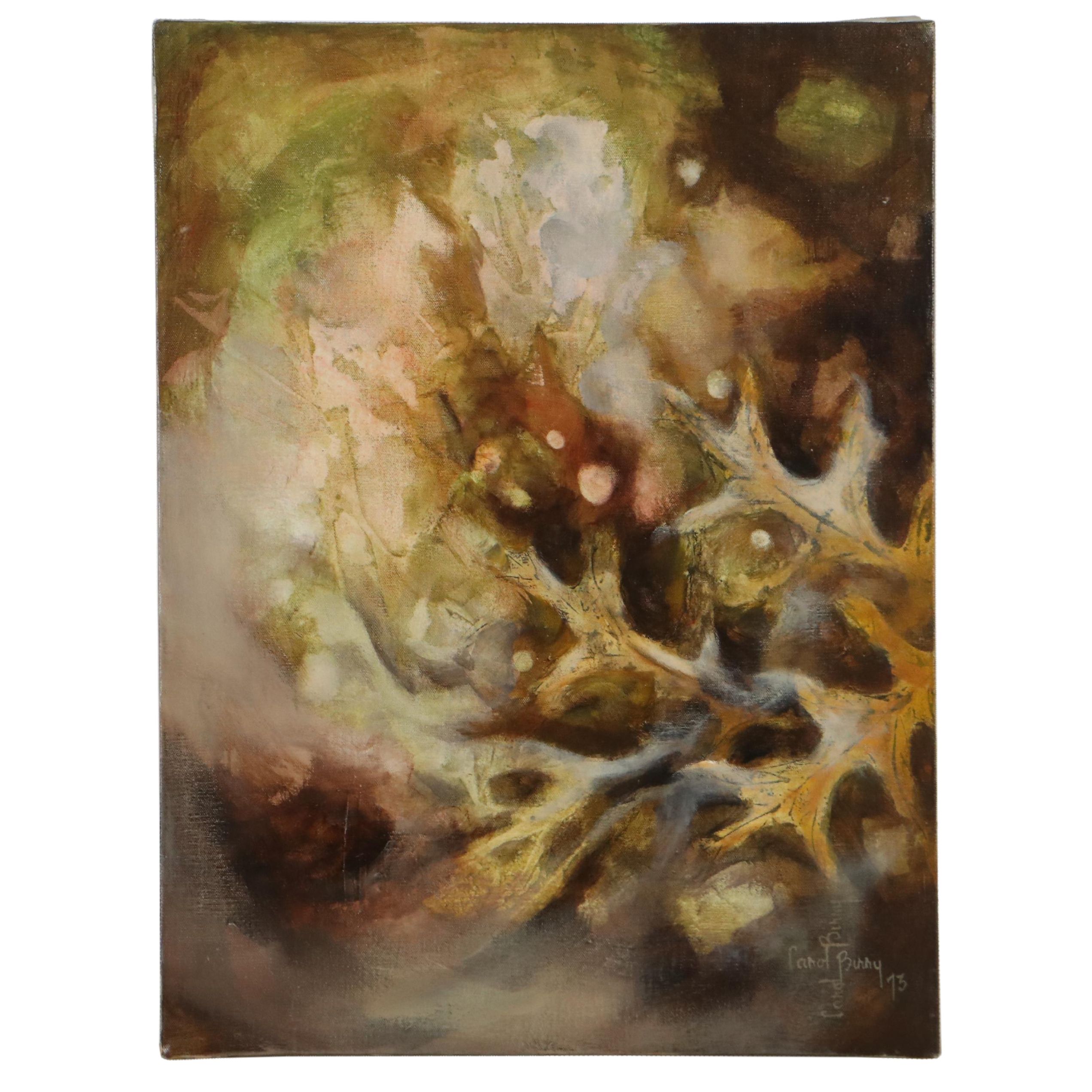 Carol Berry Oil Painting of Leaves, 1975