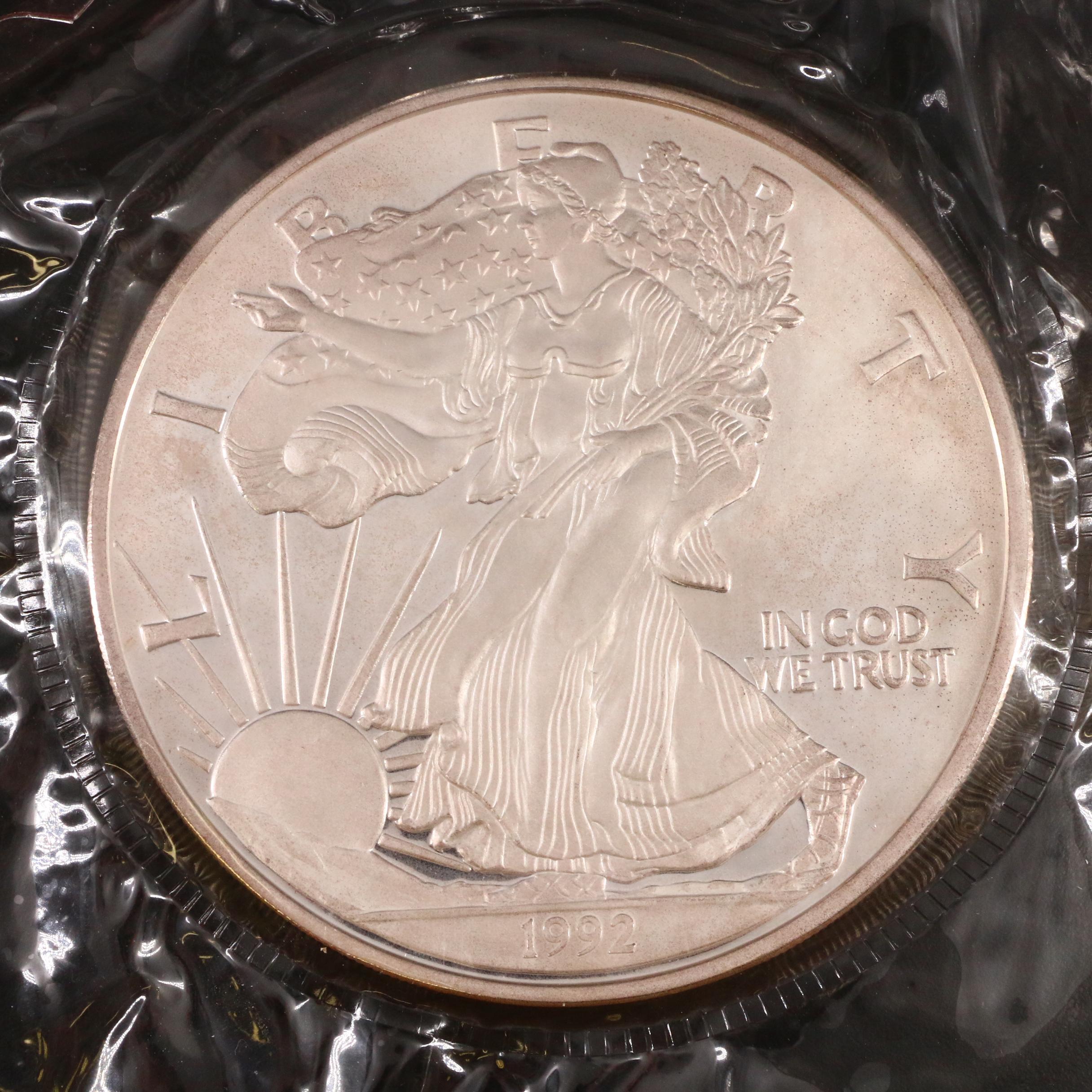 1992 Washington Mint "One Pound Silver Eagle" .999 Fine Silver Round