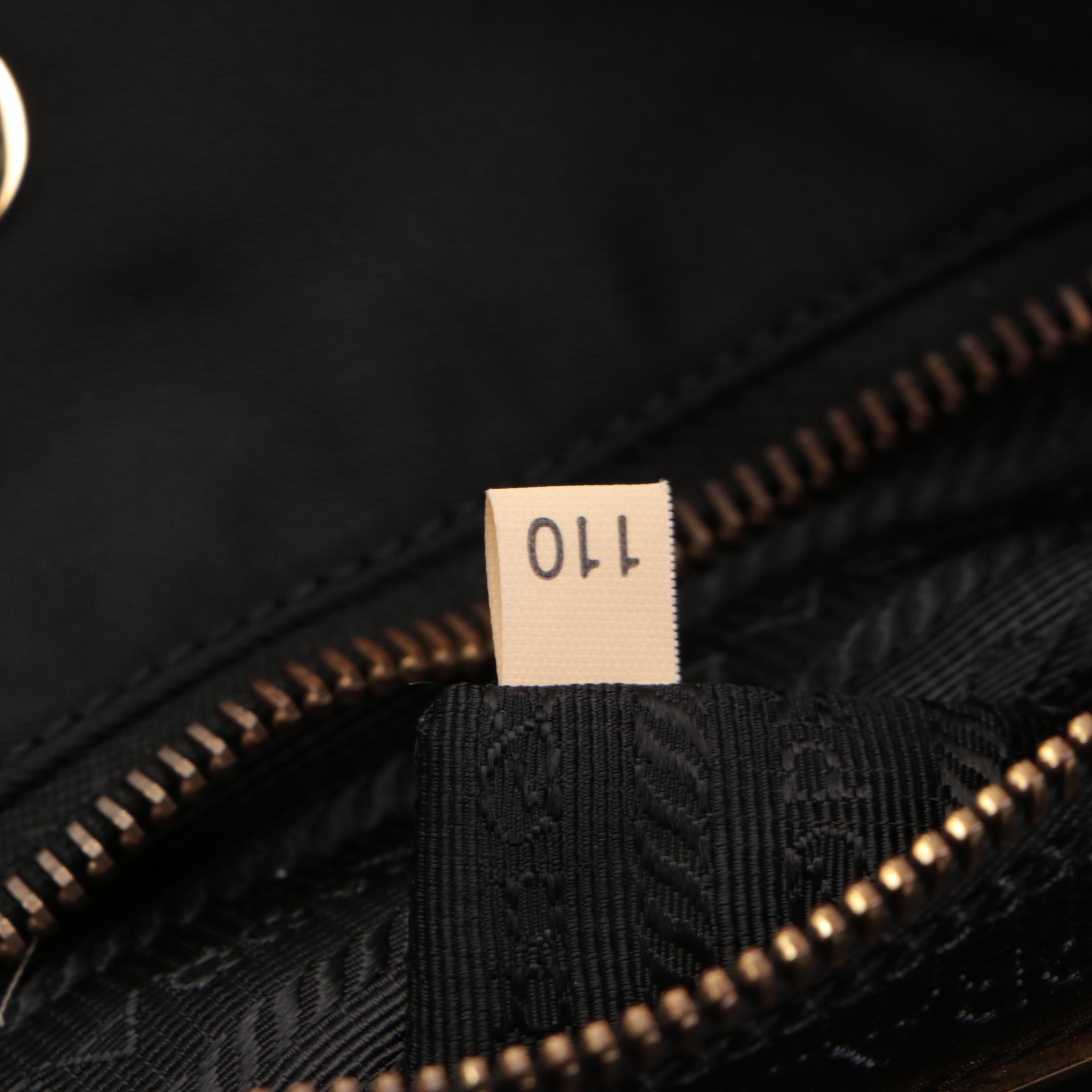 Prada Large Tote in Black Tessuto Nylon with Leather Jester Appliqué