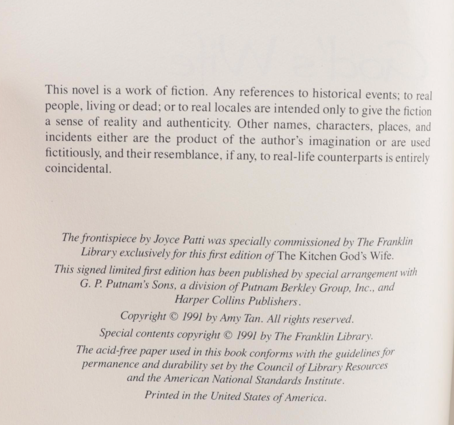 Signed First Edition "The Kitchen God’s Wife" by Amy Tan and More Signed Books