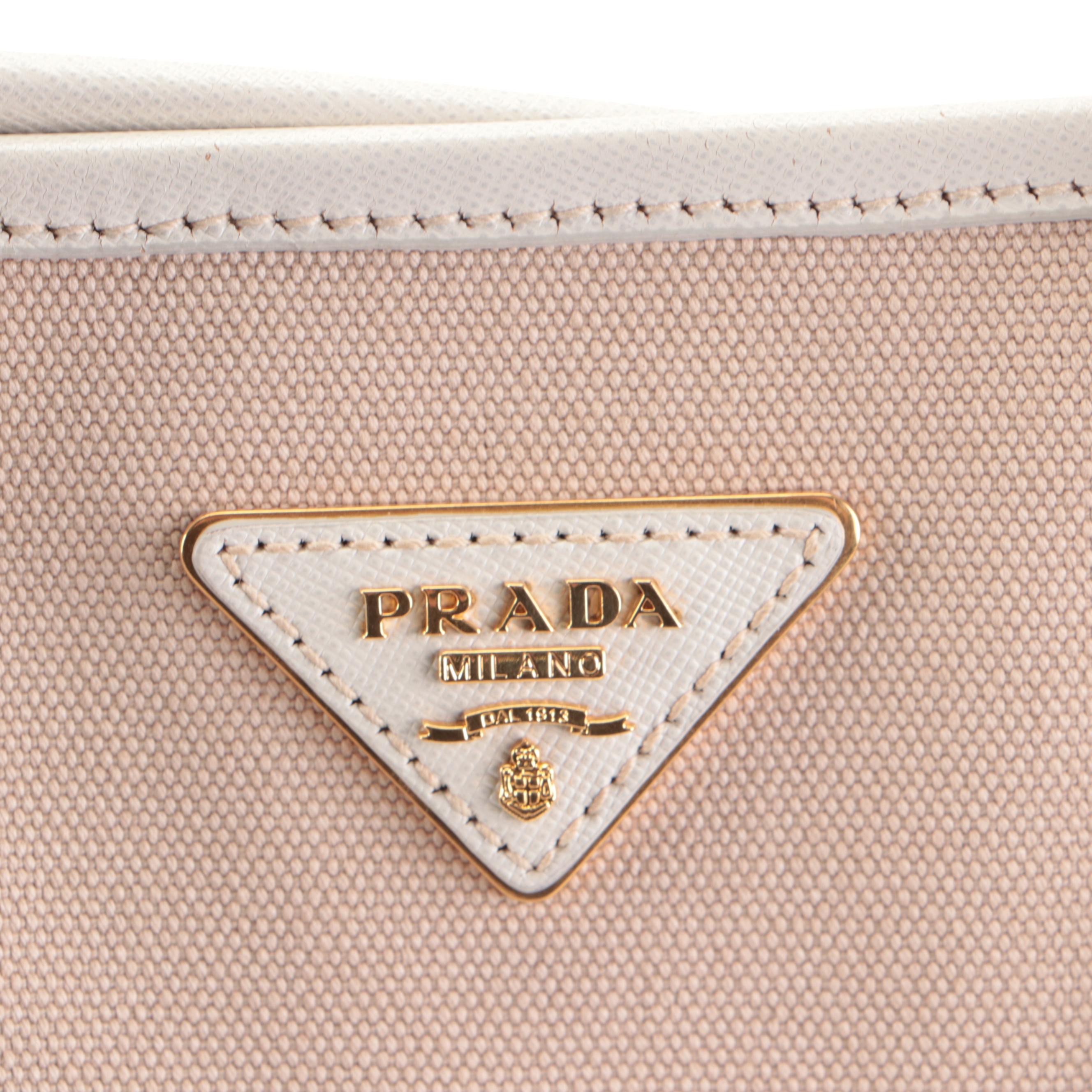 Prada Canapa Tote with Saffiano Leather Trim