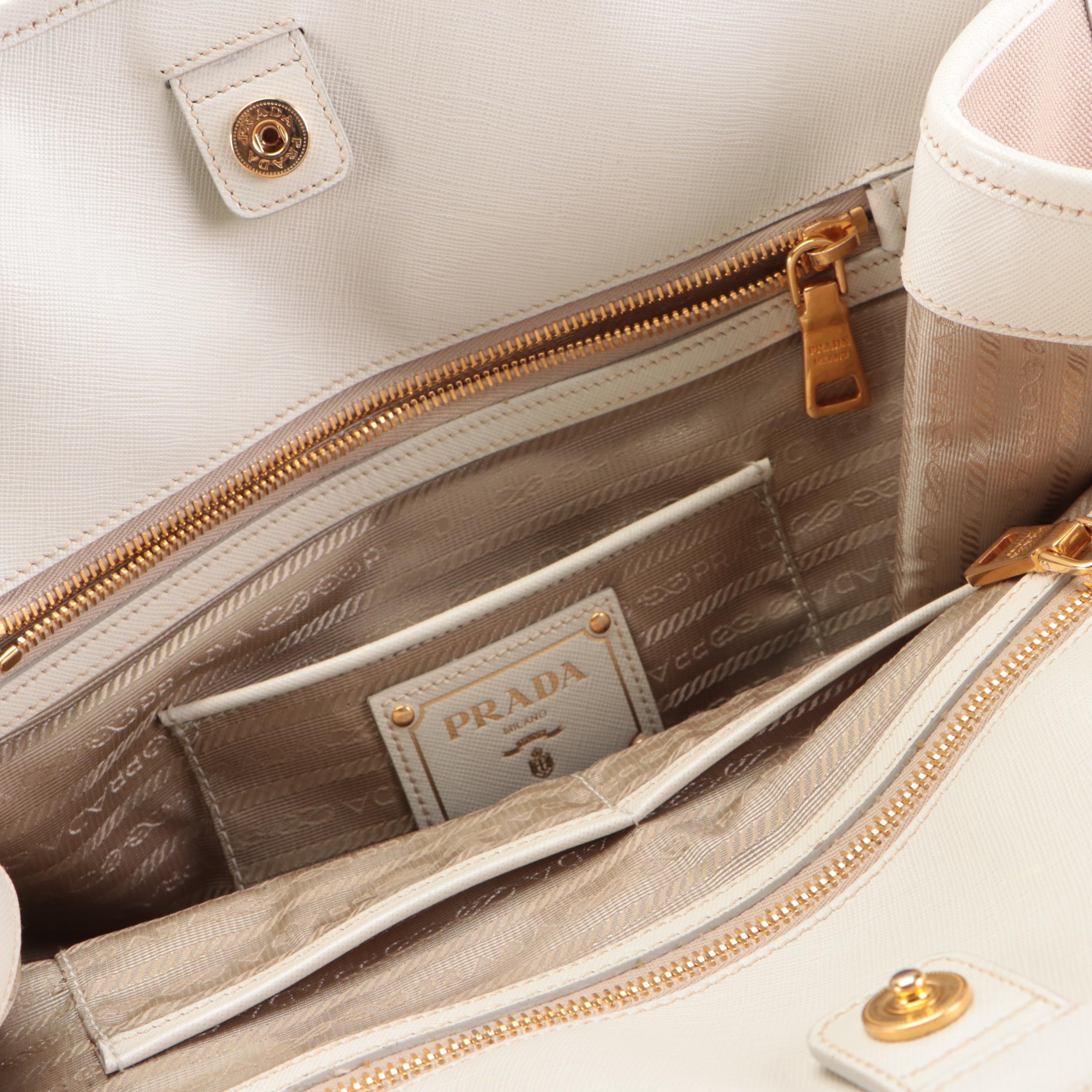 Prada Canapa Tote with Saffiano Leather Trim