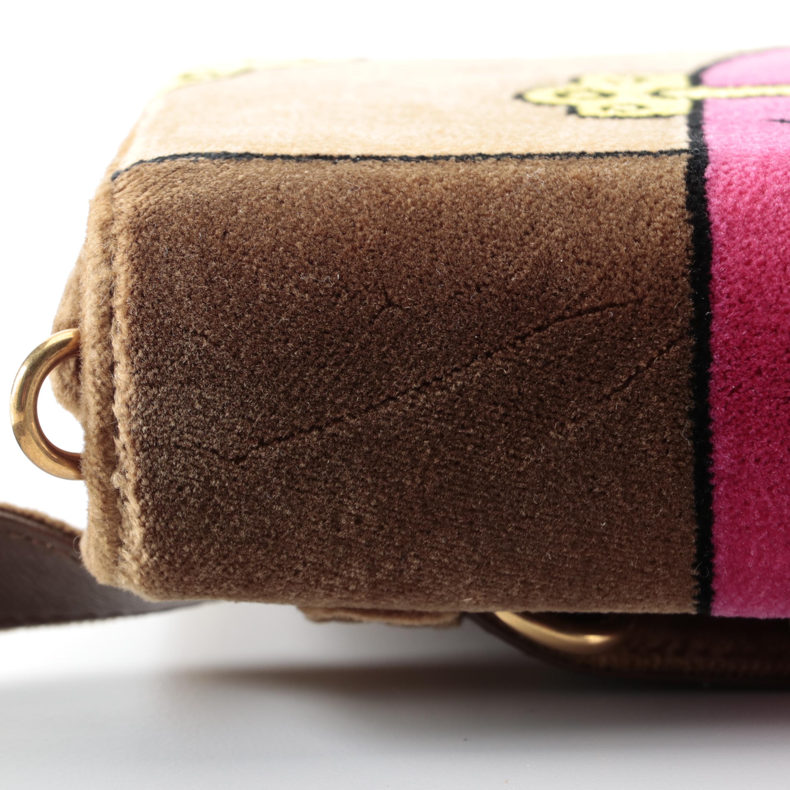 Prada Trompe L'oeil Cahier Belt Bag in Printed Velvet with Chain Strap