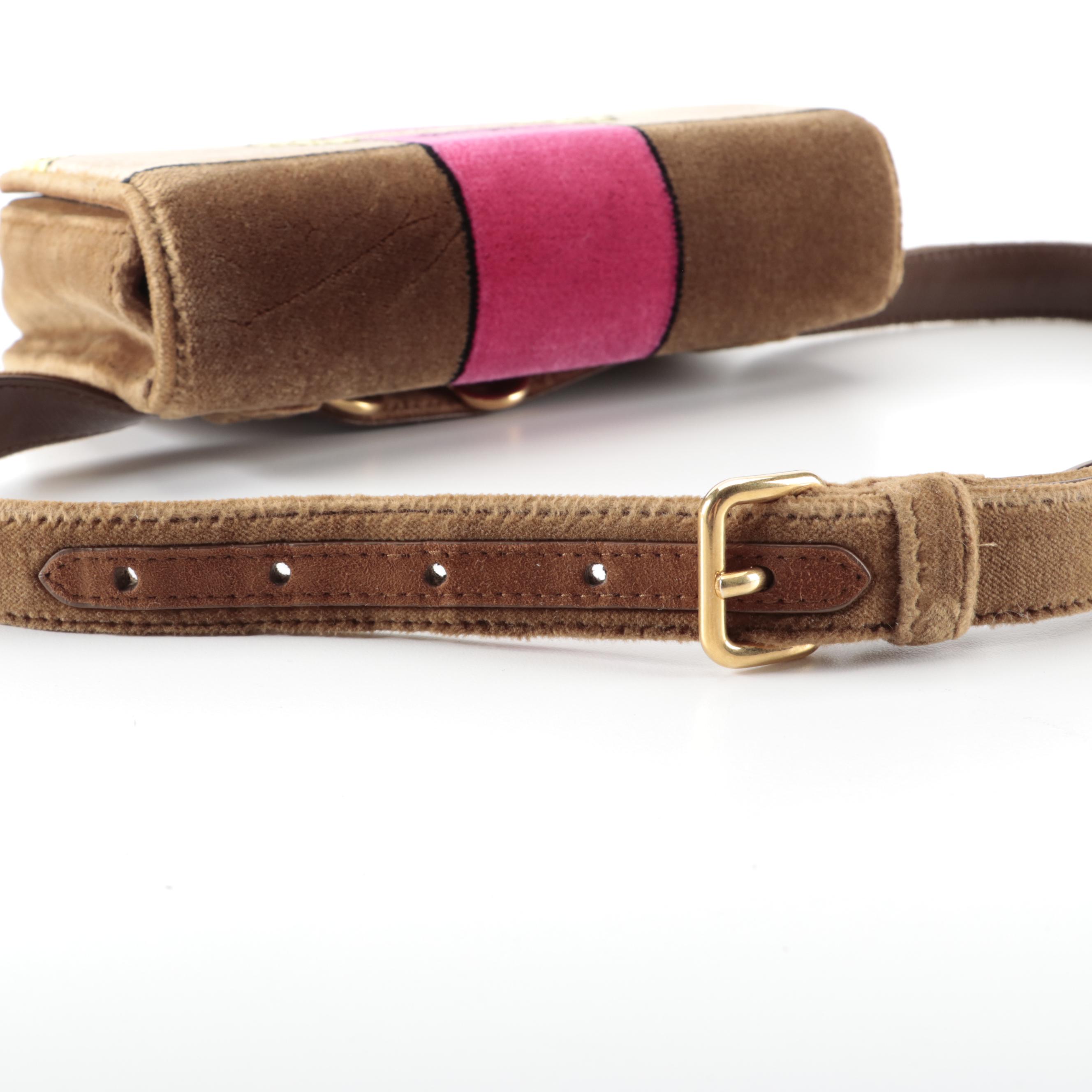 Prada Trompe L'oeil Cahier Belt Bag in Printed Velvet with Chain Strap