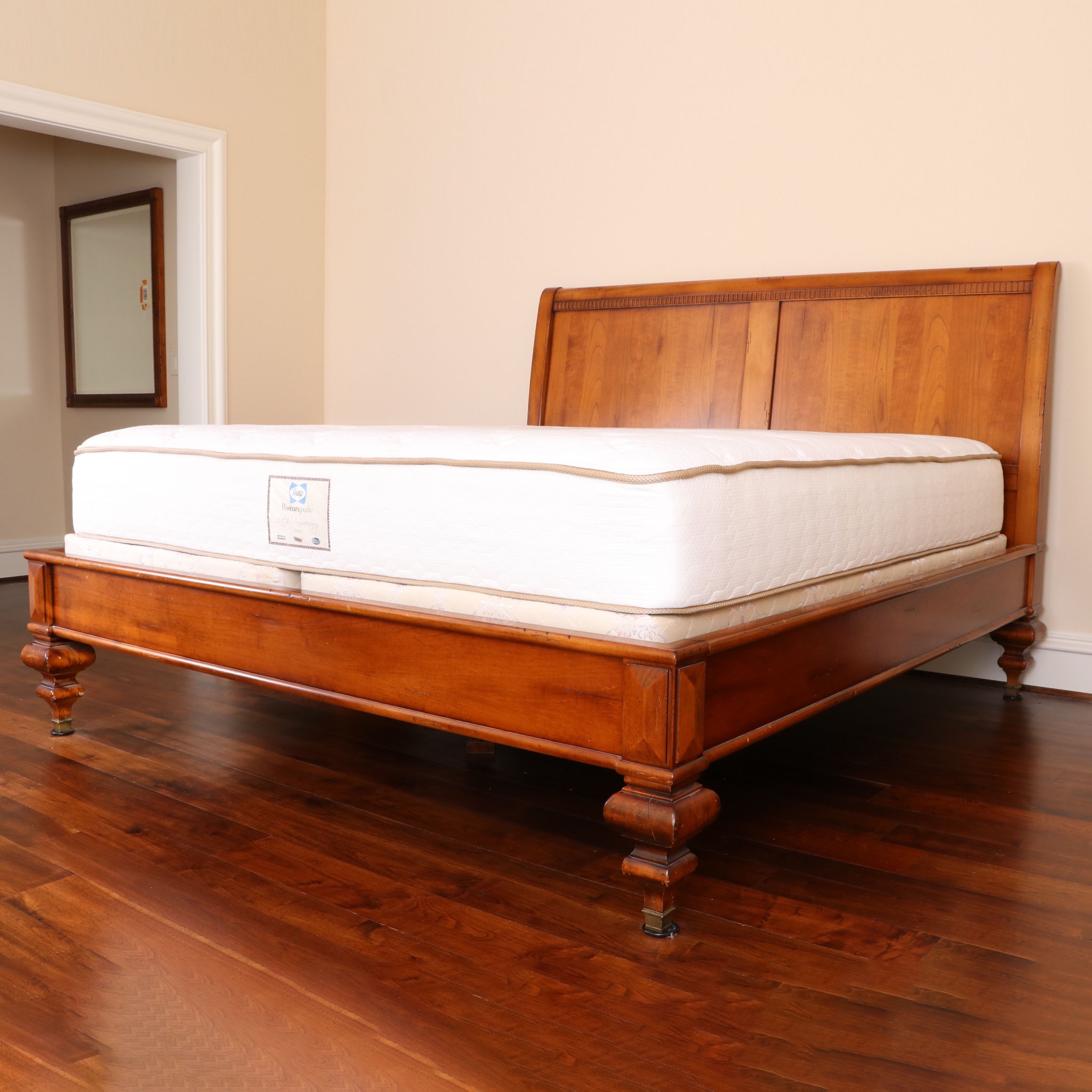 Arhaus Furniture Italian Fruitwood King Size Bed Frame