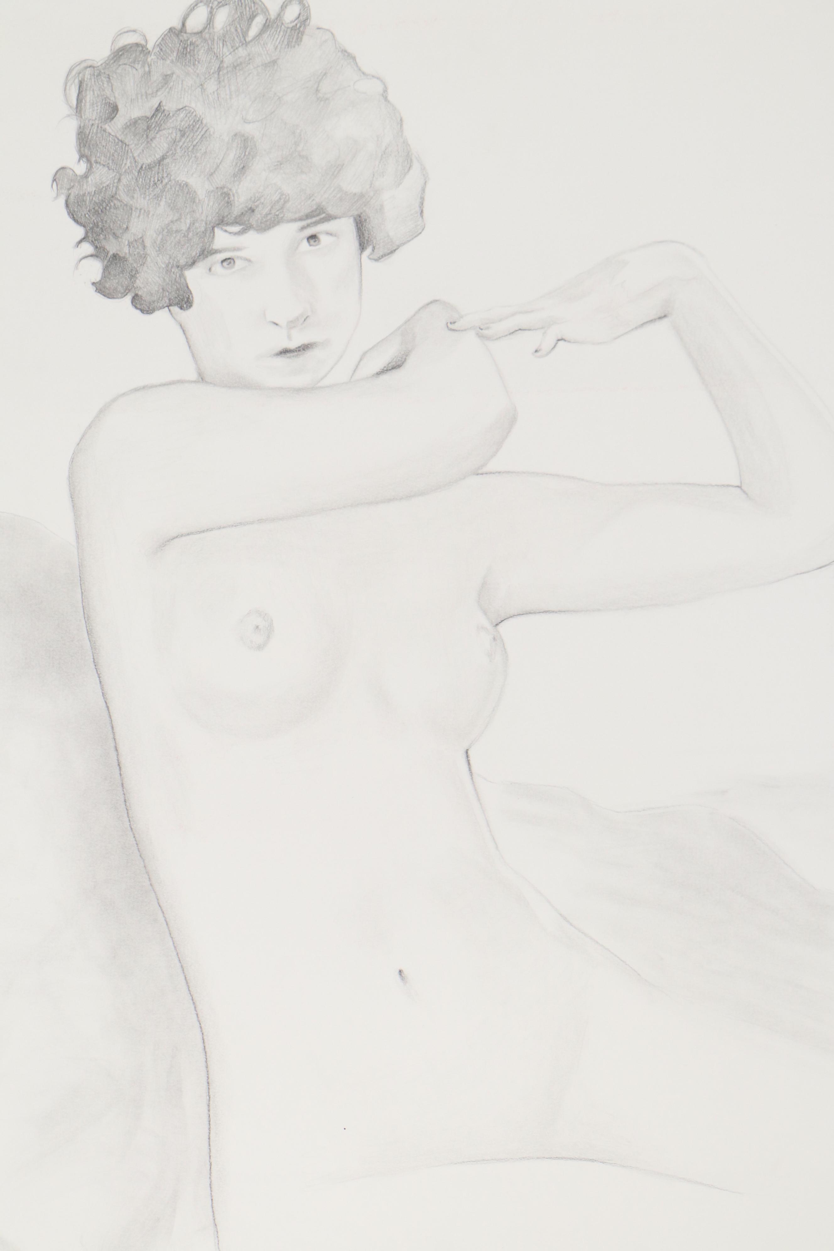 T. David Downs Nude Figure Graphite Drawing