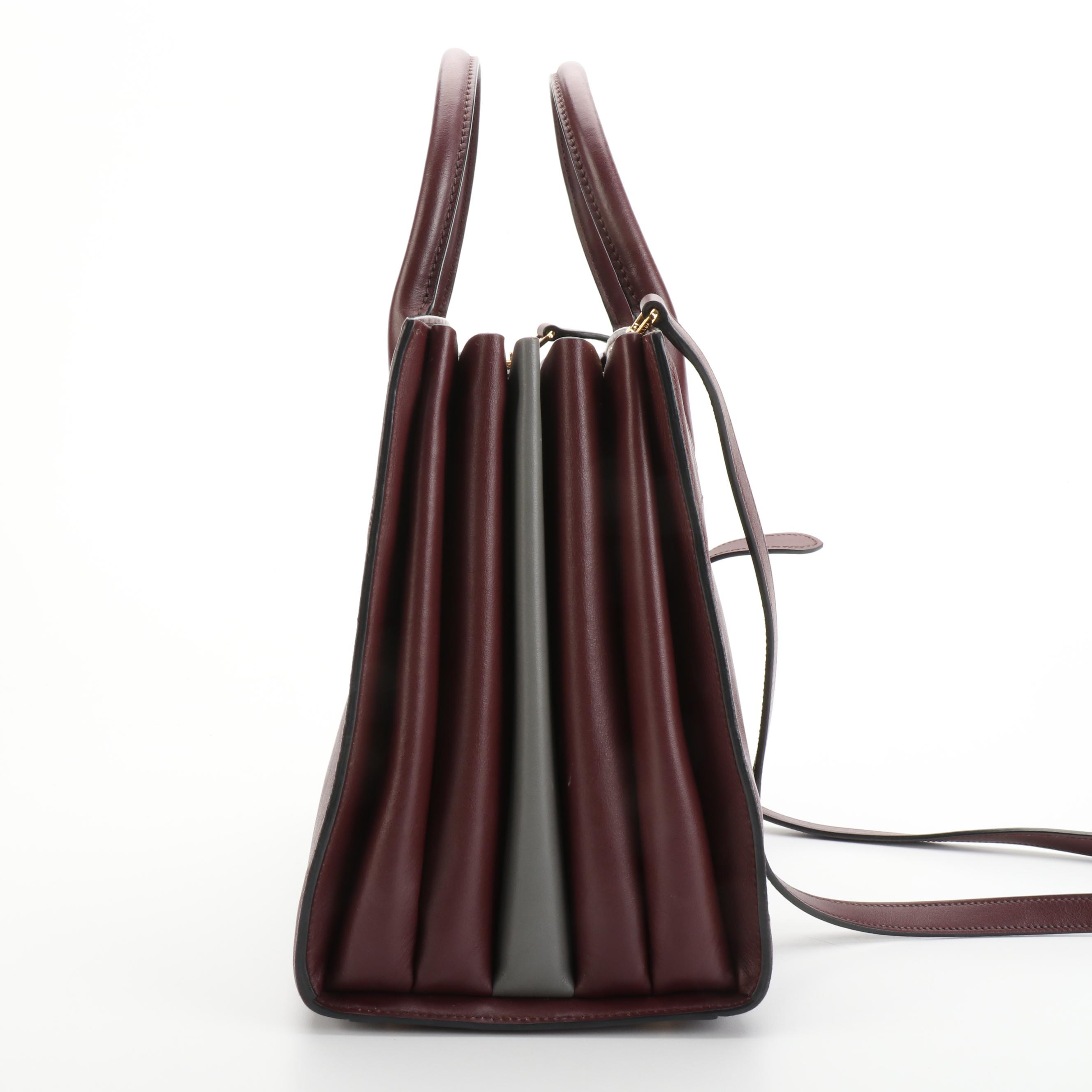 Prada Medium Bibliothèque Tote Bag in Bicolor Saffiano and Calfskin Leather