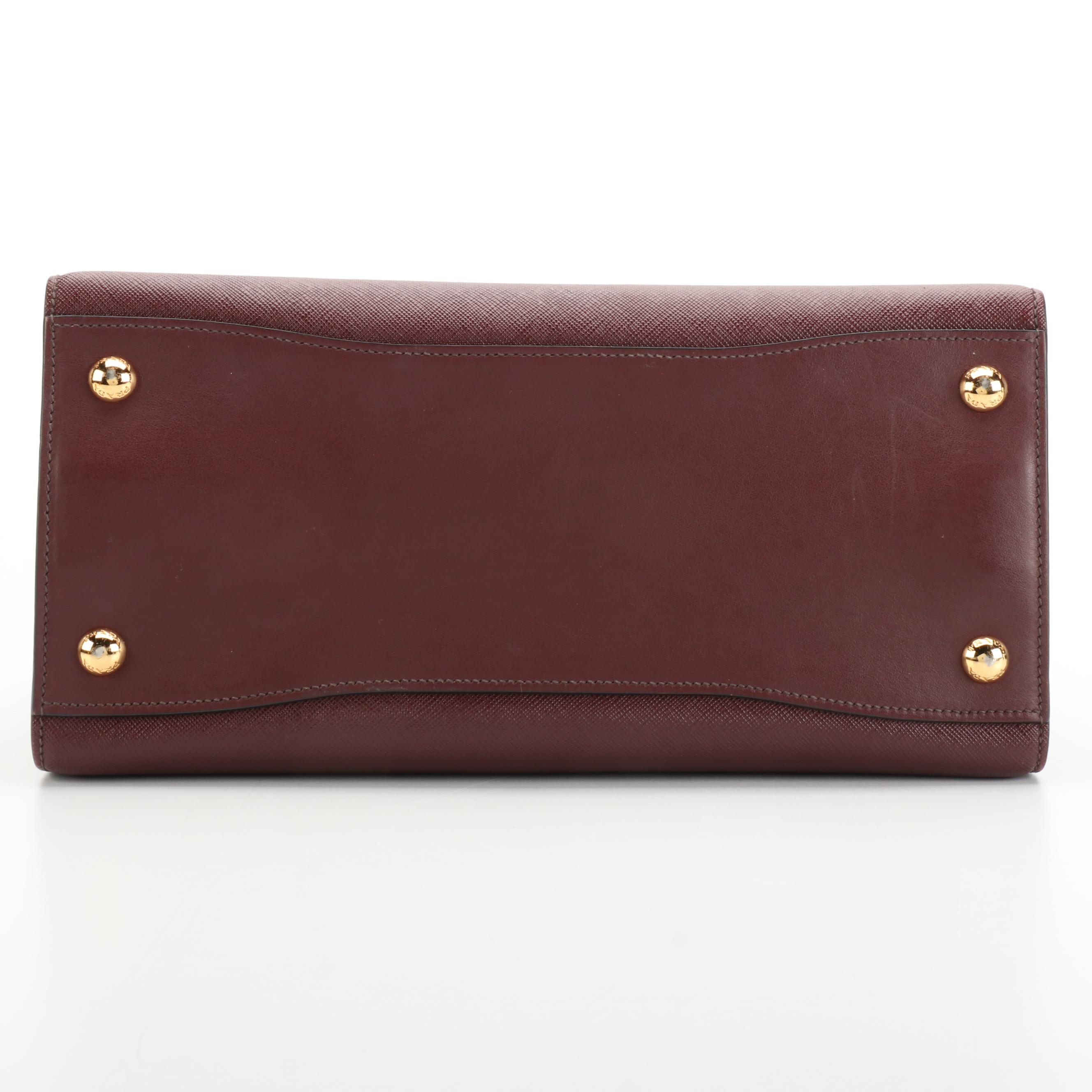 Prada Medium Bibliothèque Tote Bag in Bicolor Saffiano and Calfskin Leather