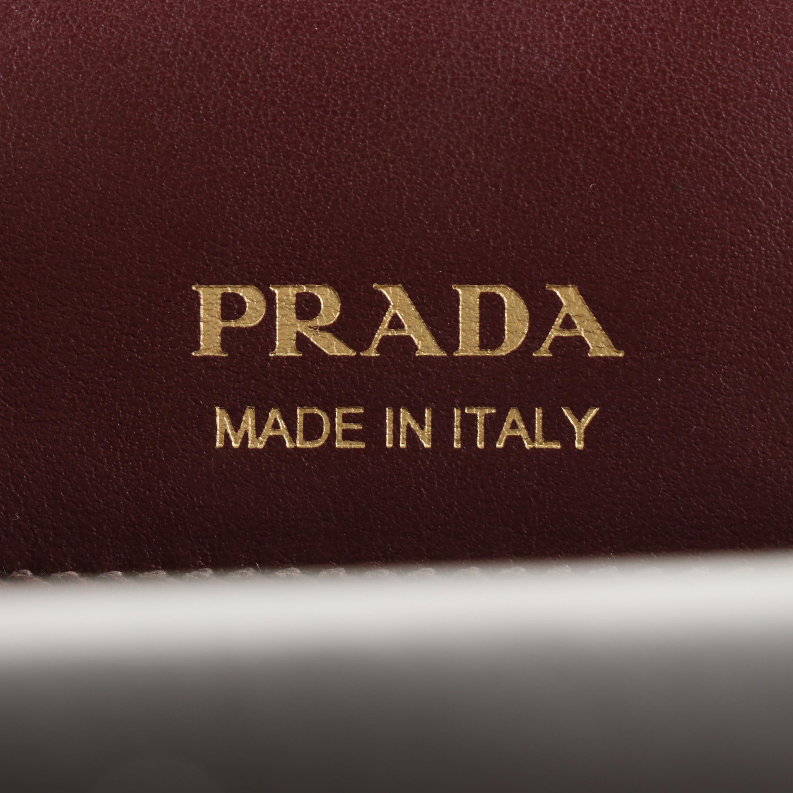Prada Medium Bibliothèque Tote Bag in Bicolor Saffiano and Calfskin Leather