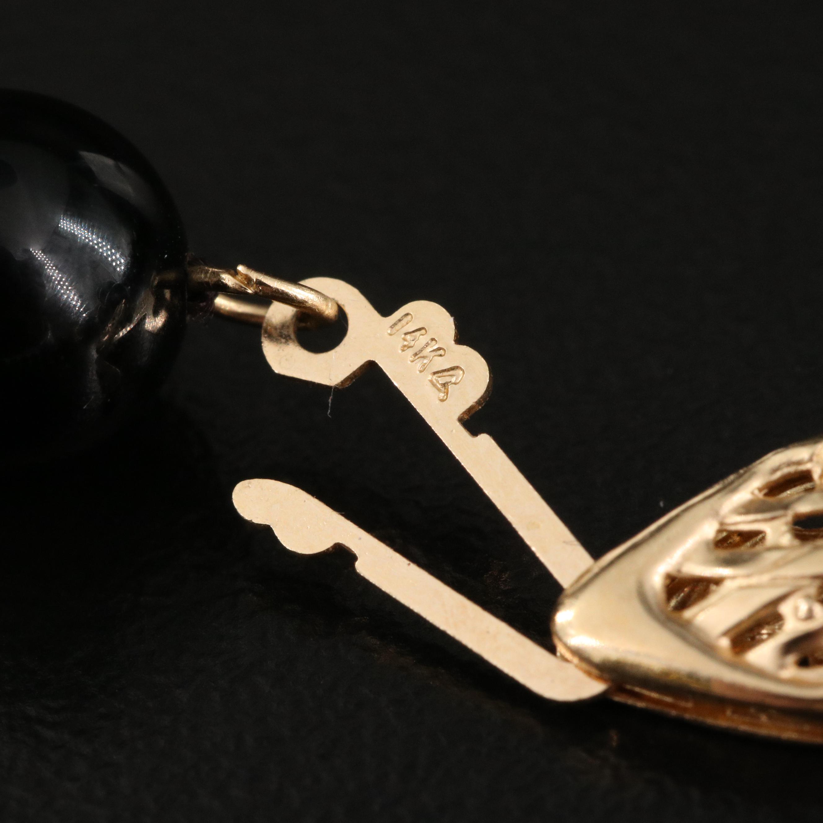 14k Beads and Black Onyx Loose Knotting Necklace