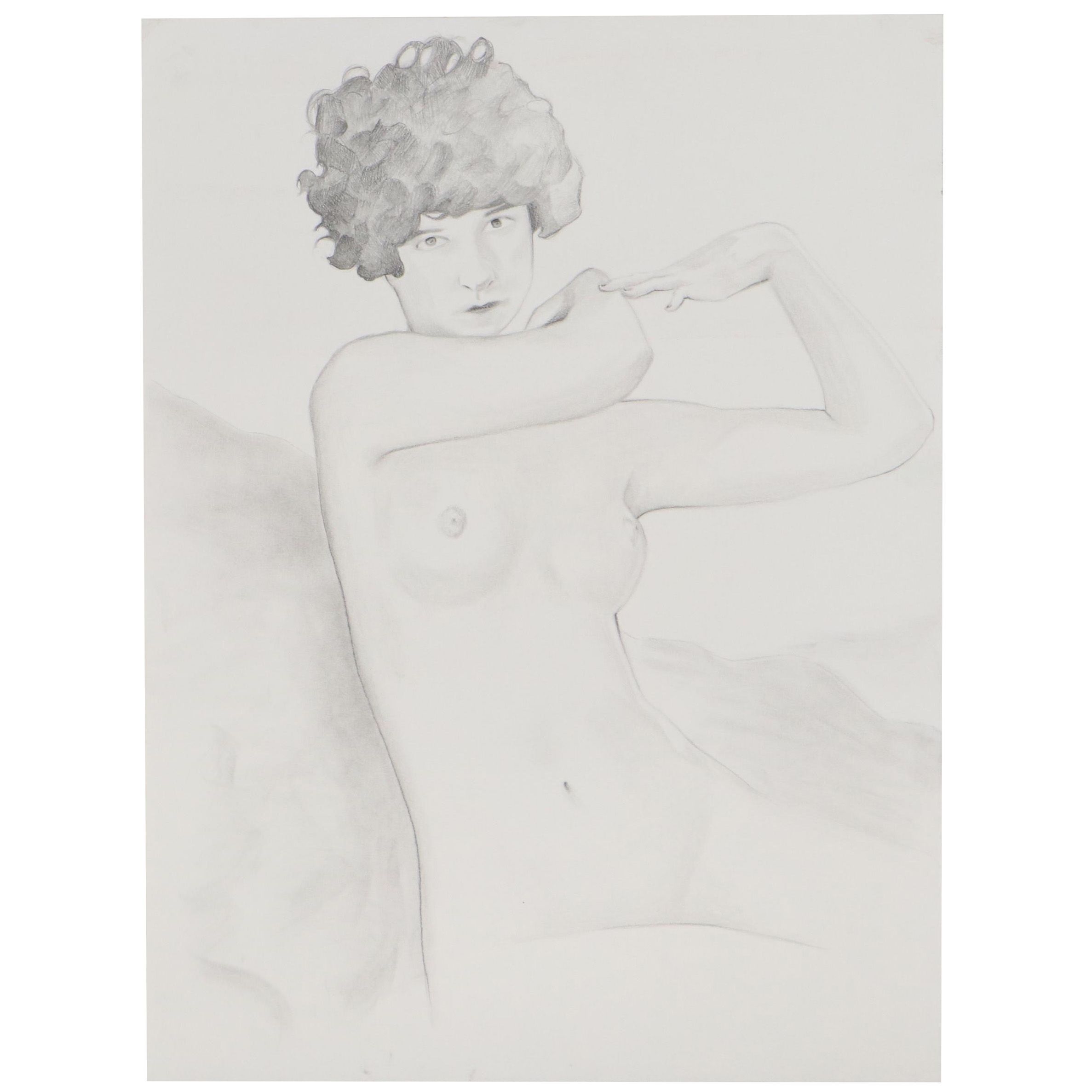 T. David Downs Nude Figure Graphite Drawing