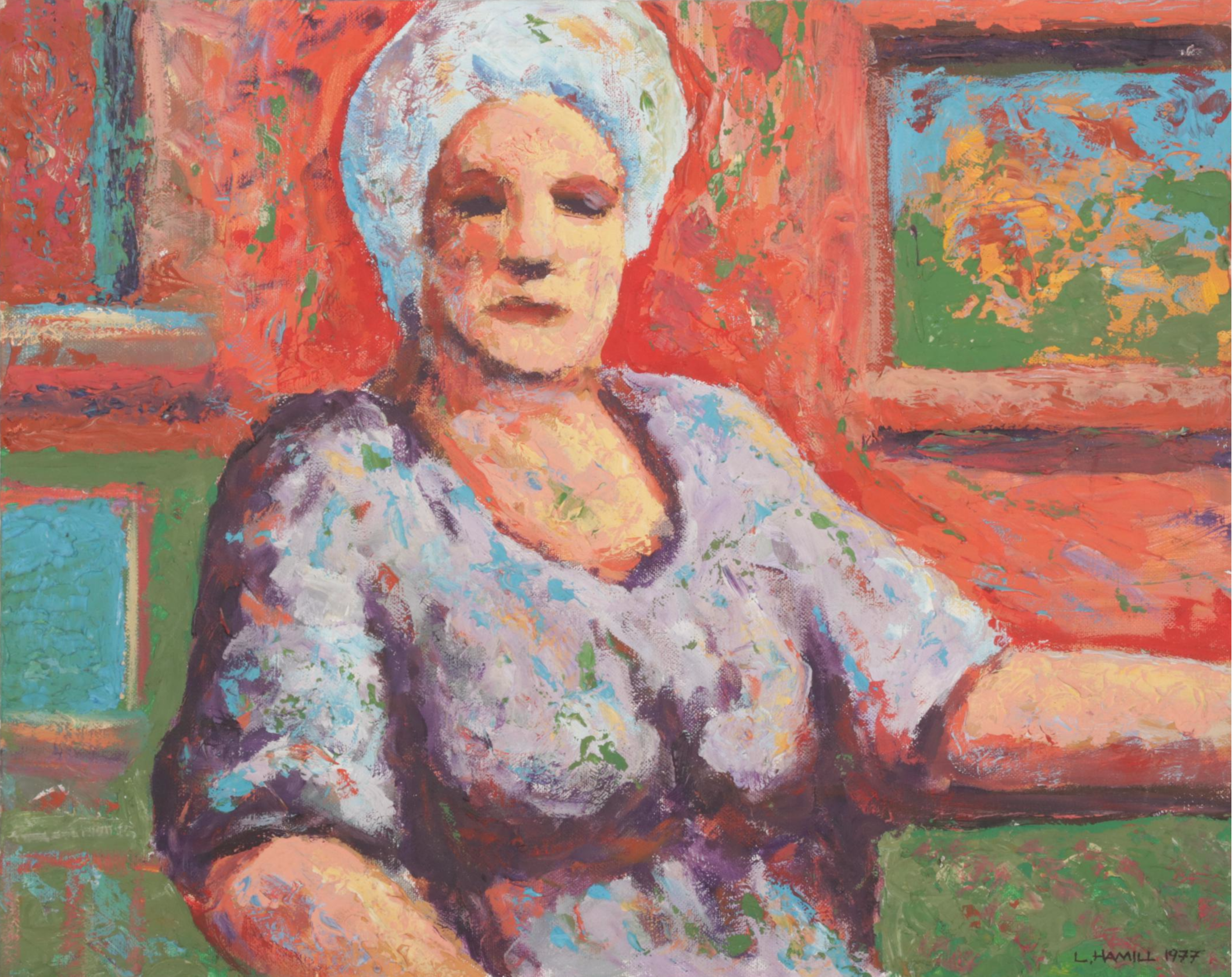 Larry Hamill Portrait Acrylic Painting "Oma," 1977