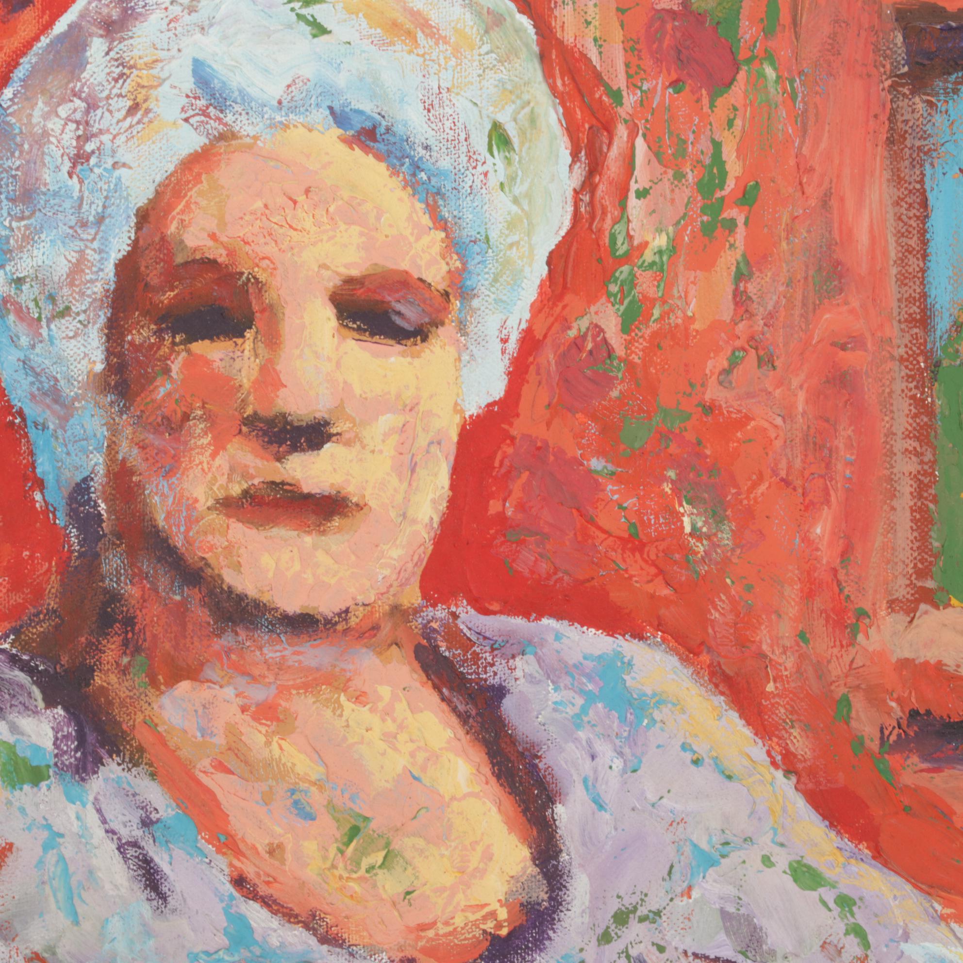 Larry Hamill Portrait Acrylic Painting "Oma," 1977