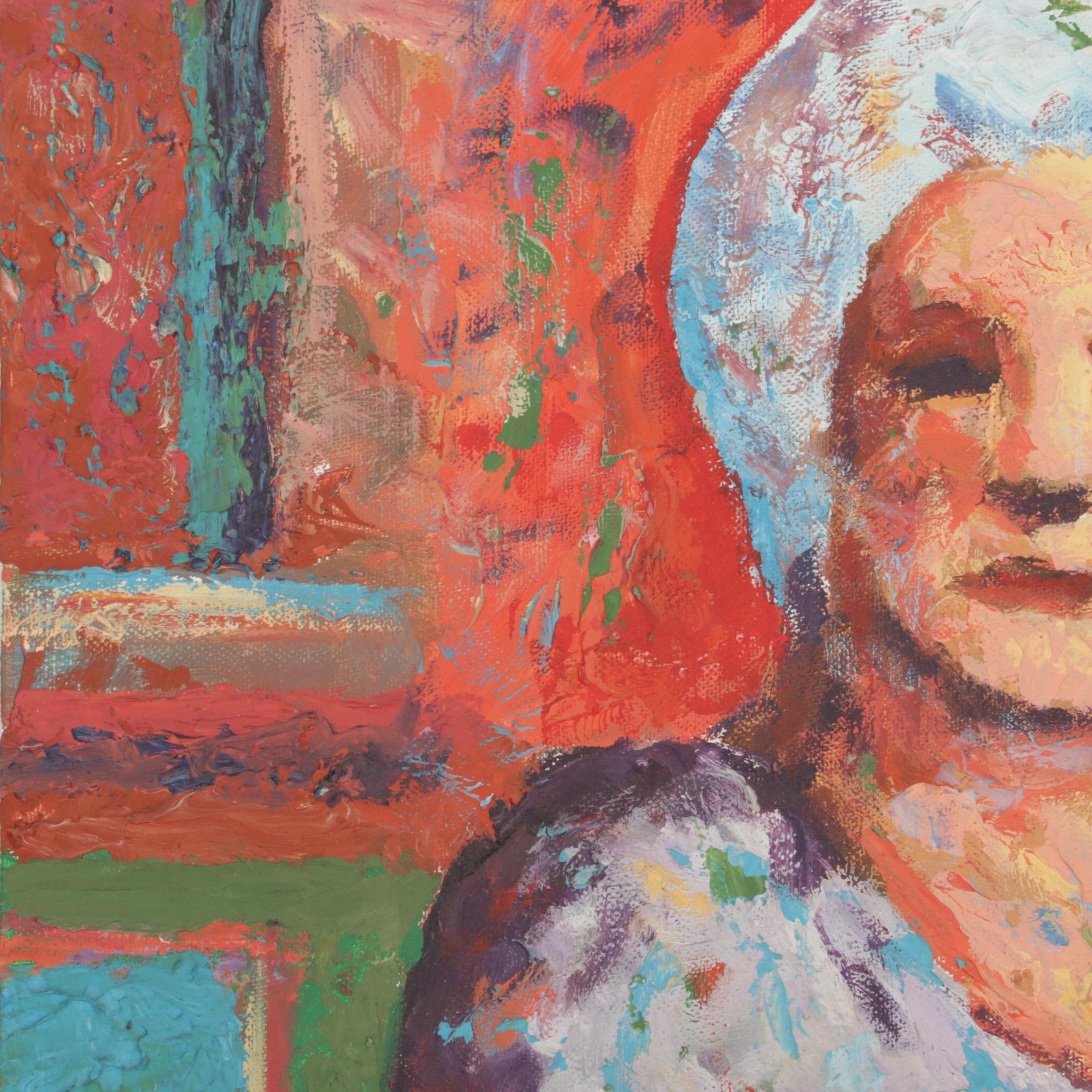 Larry Hamill Portrait Acrylic Painting "Oma," 1977