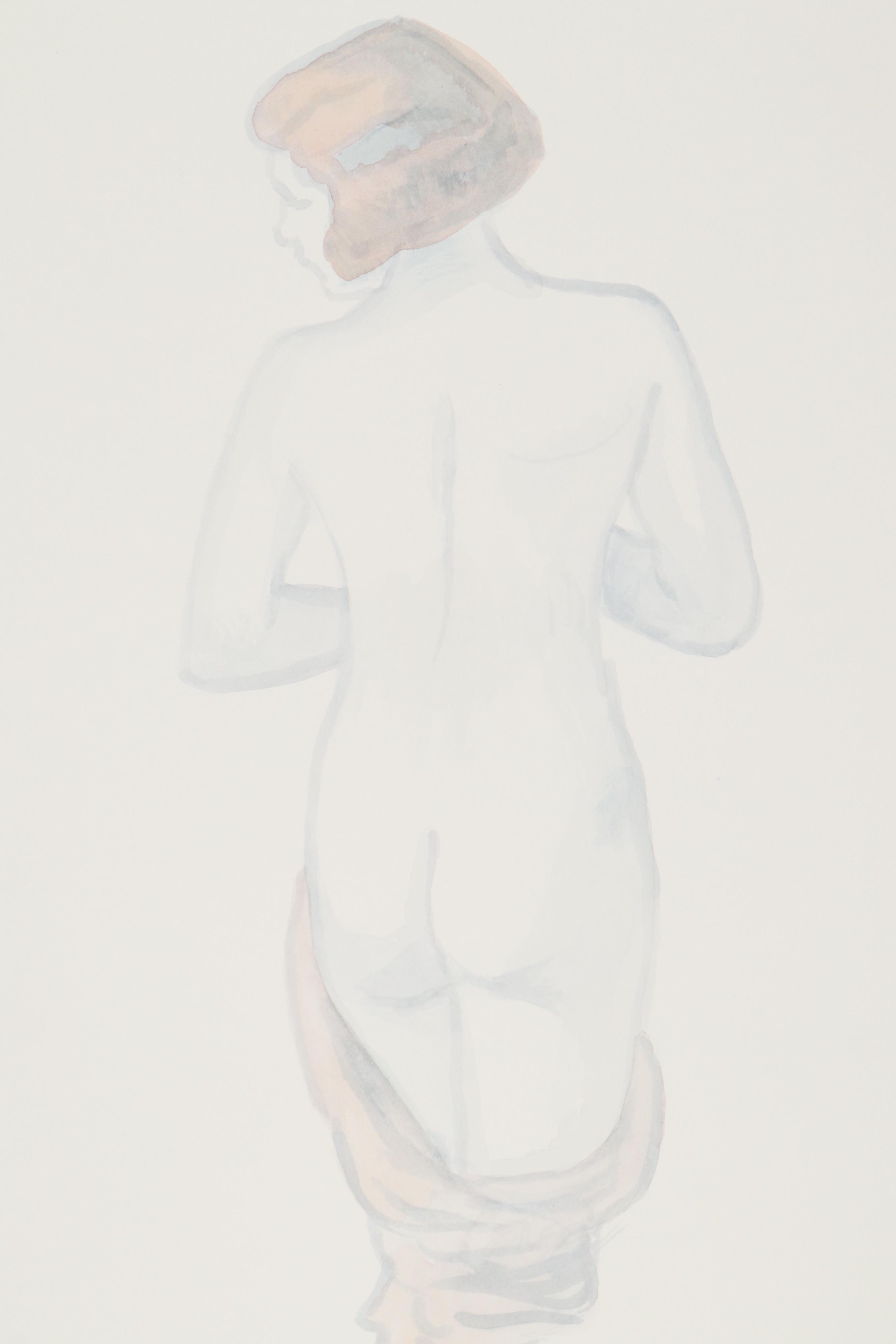 T. David Downs Nude Figure Watercolor Painting