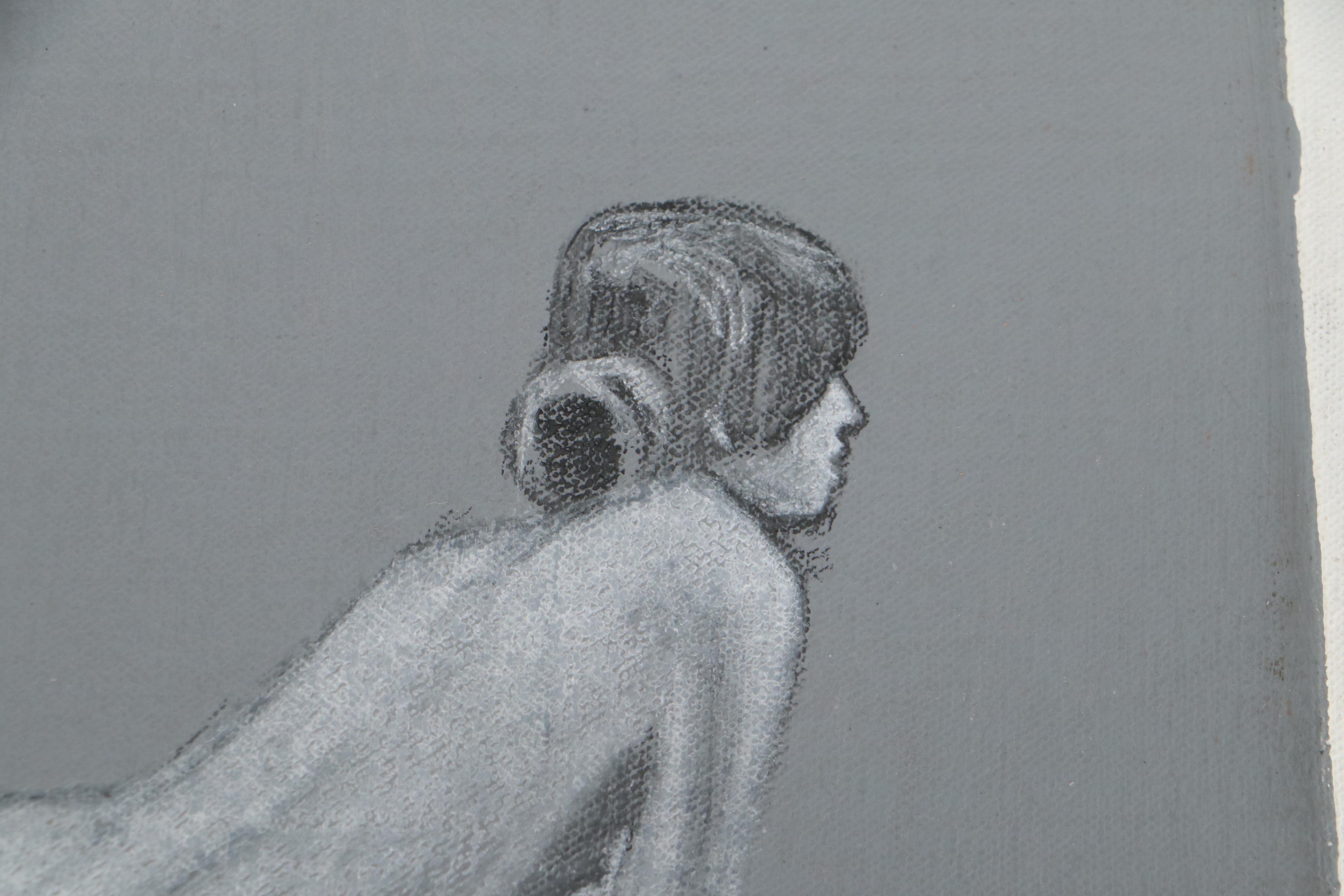 T. David Downs Nude Figure Mixed Media Painting