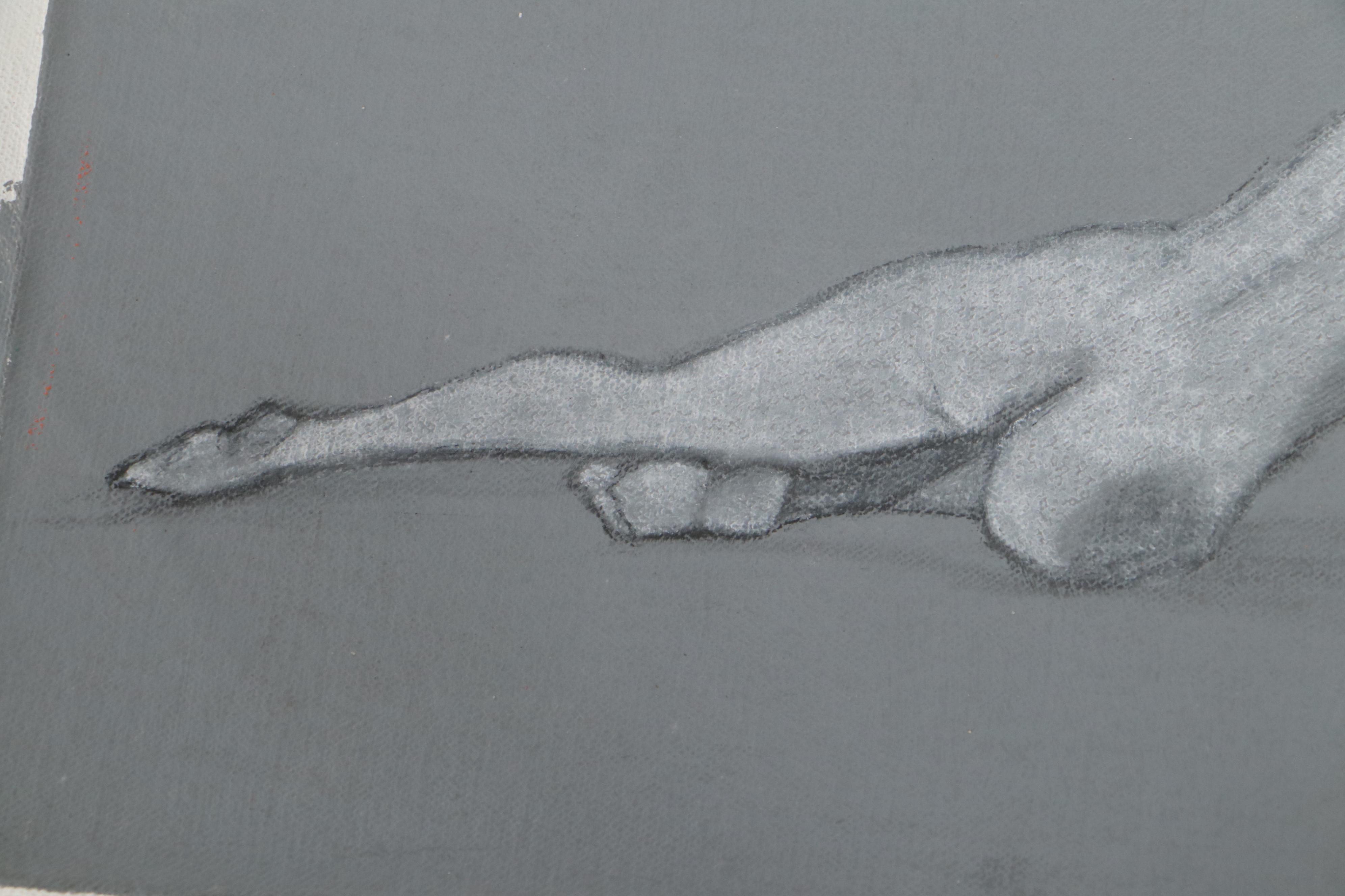 T. David Downs Nude Figure Mixed Media Painting