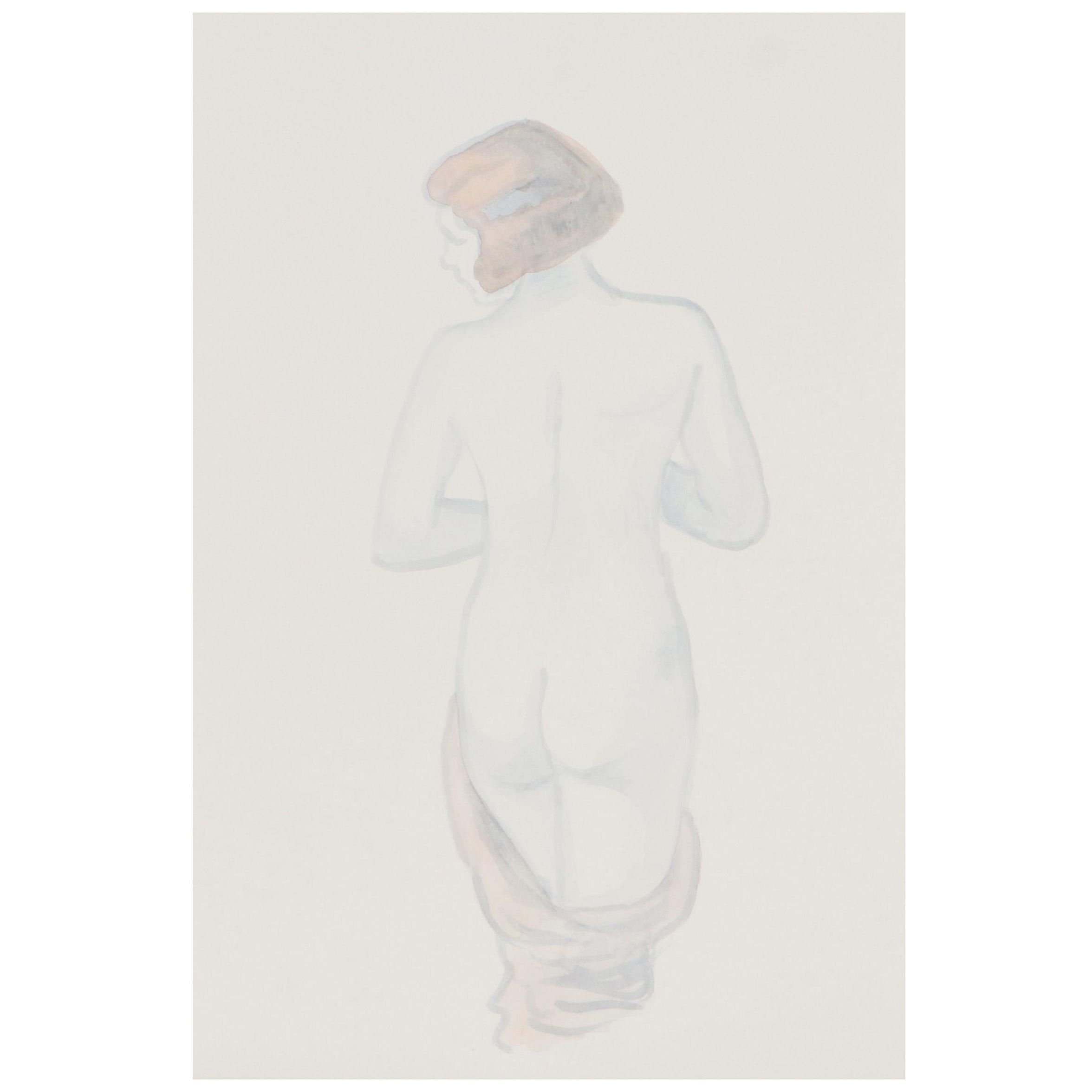 T. David Downs Nude Figure Watercolor Painting