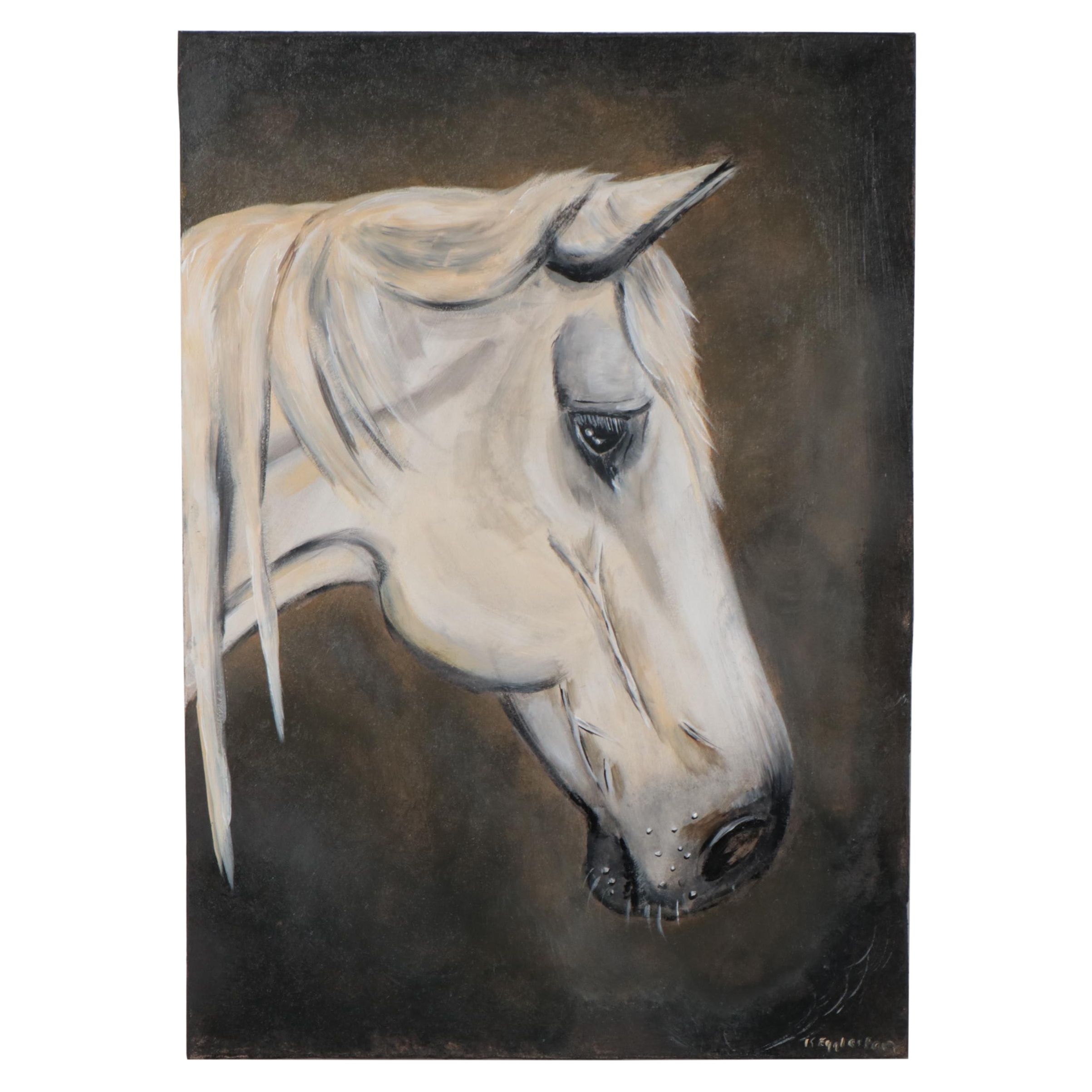K. Eggleston Oil Painting of Horse, 21st Century