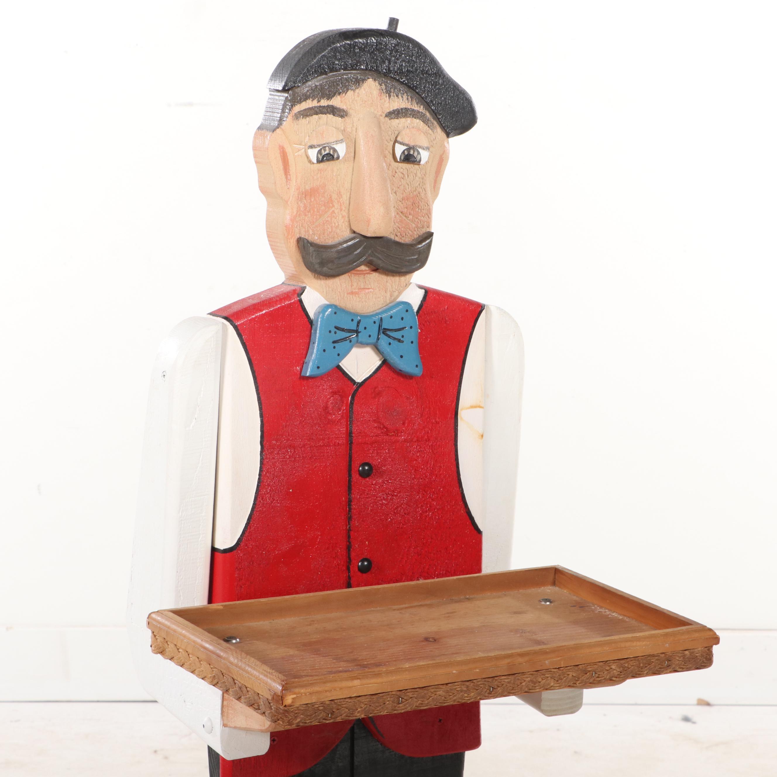 Woodendipity Painted and Carved Wood French Butler Tray Table, Signed "DuLong"