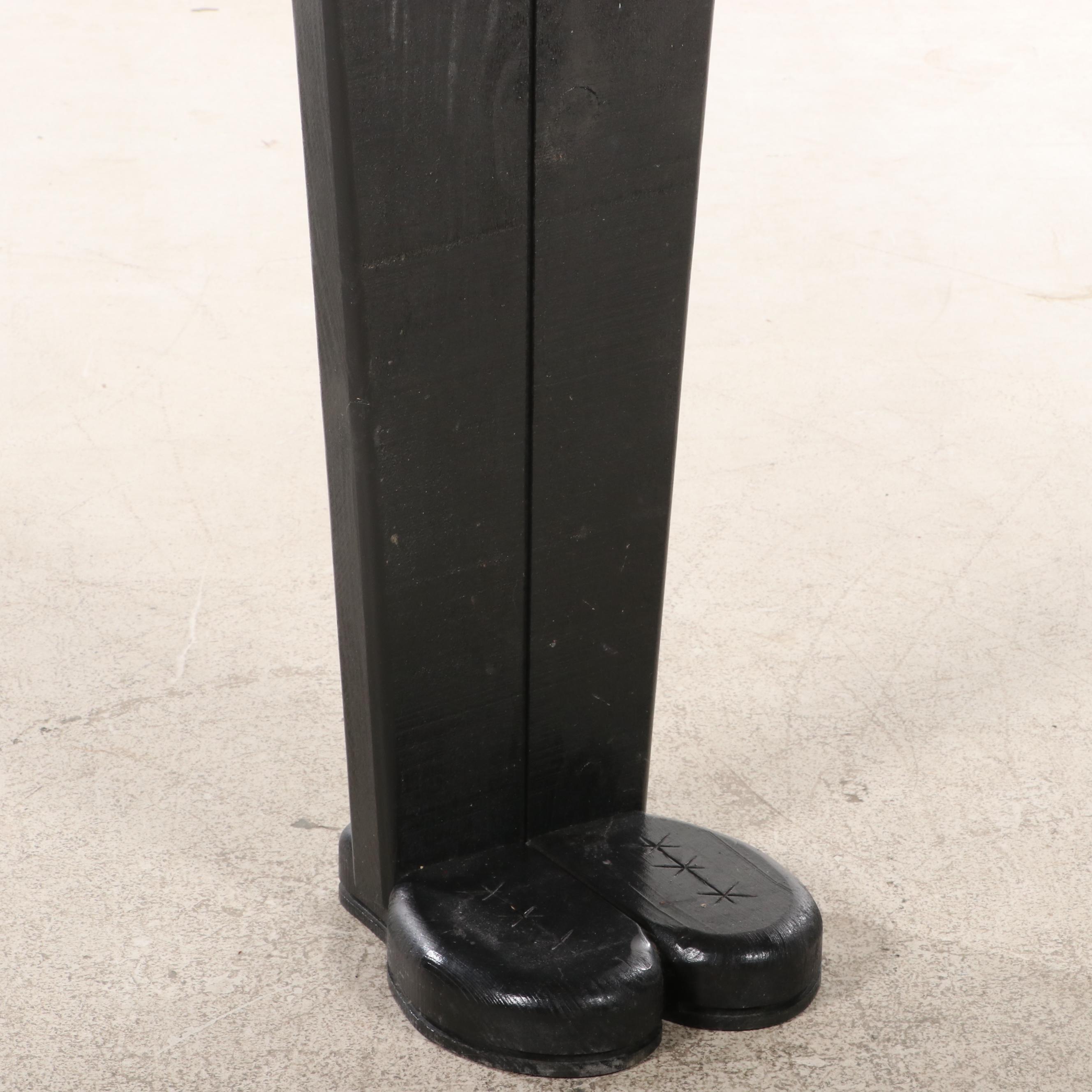 Woodendipity Painted and Carved Wood French Butler Tray Table, Signed "DuLong"